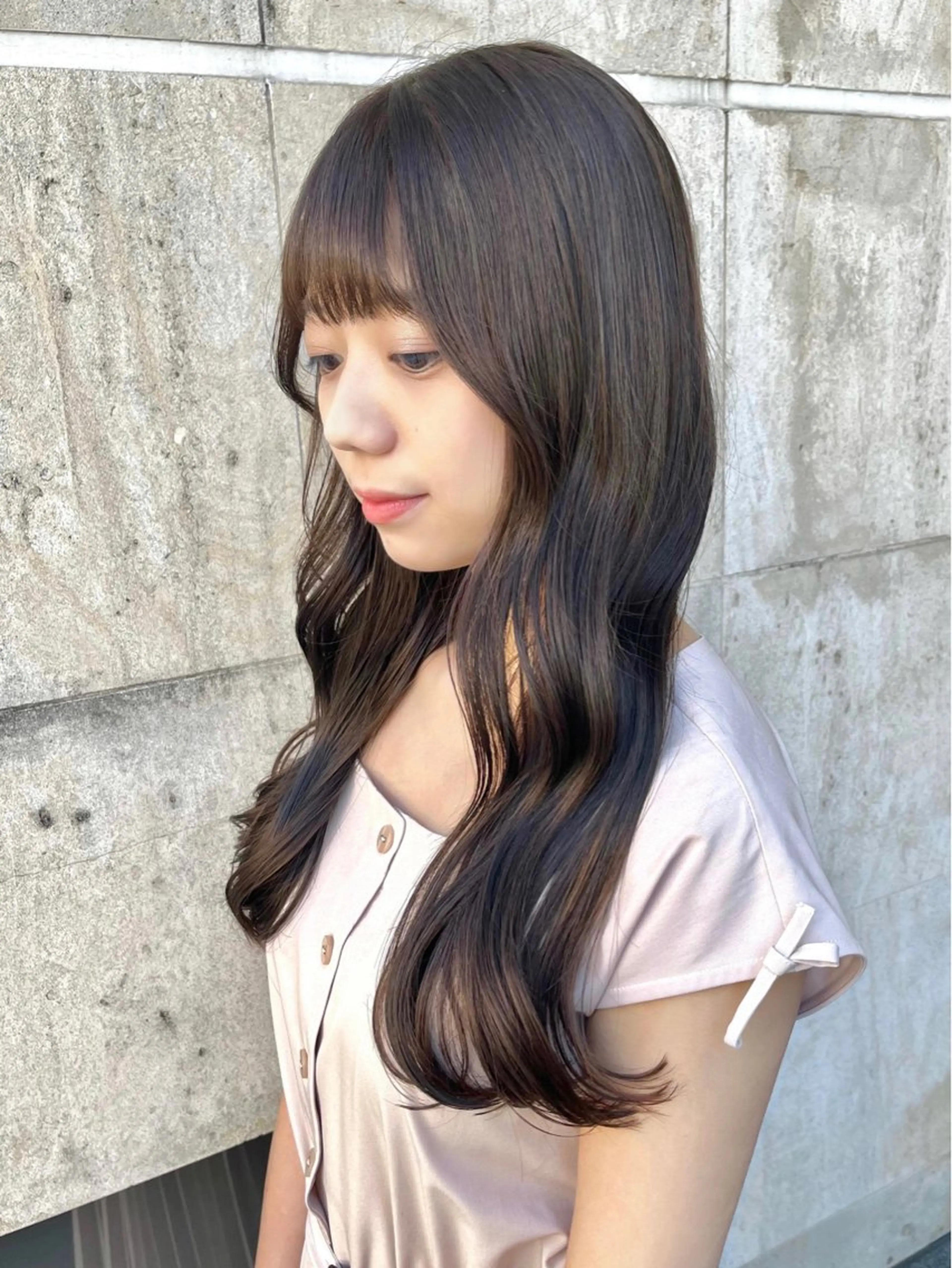 ロング カラー 顔周りカット カット ヘアカラー トリートメント ブリーチなし✨艶髪 カラー𓃲YAGIのヘアスタイル