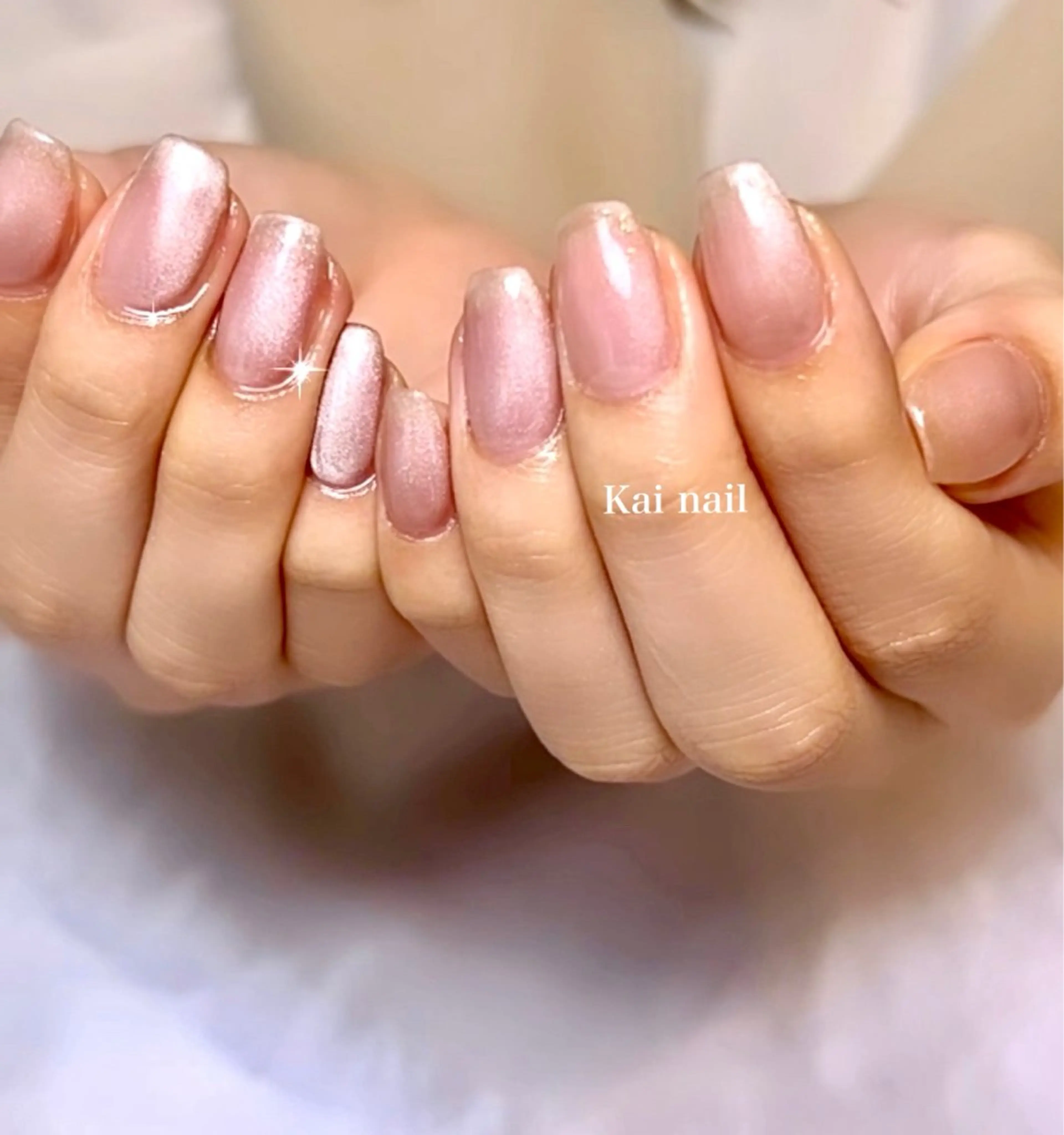 ネイル ガーリー 韓国ネイル マグネットネイル ピンク シンプルネイル ハンドネイル Kai  nail Mayukoのネイルデザイン