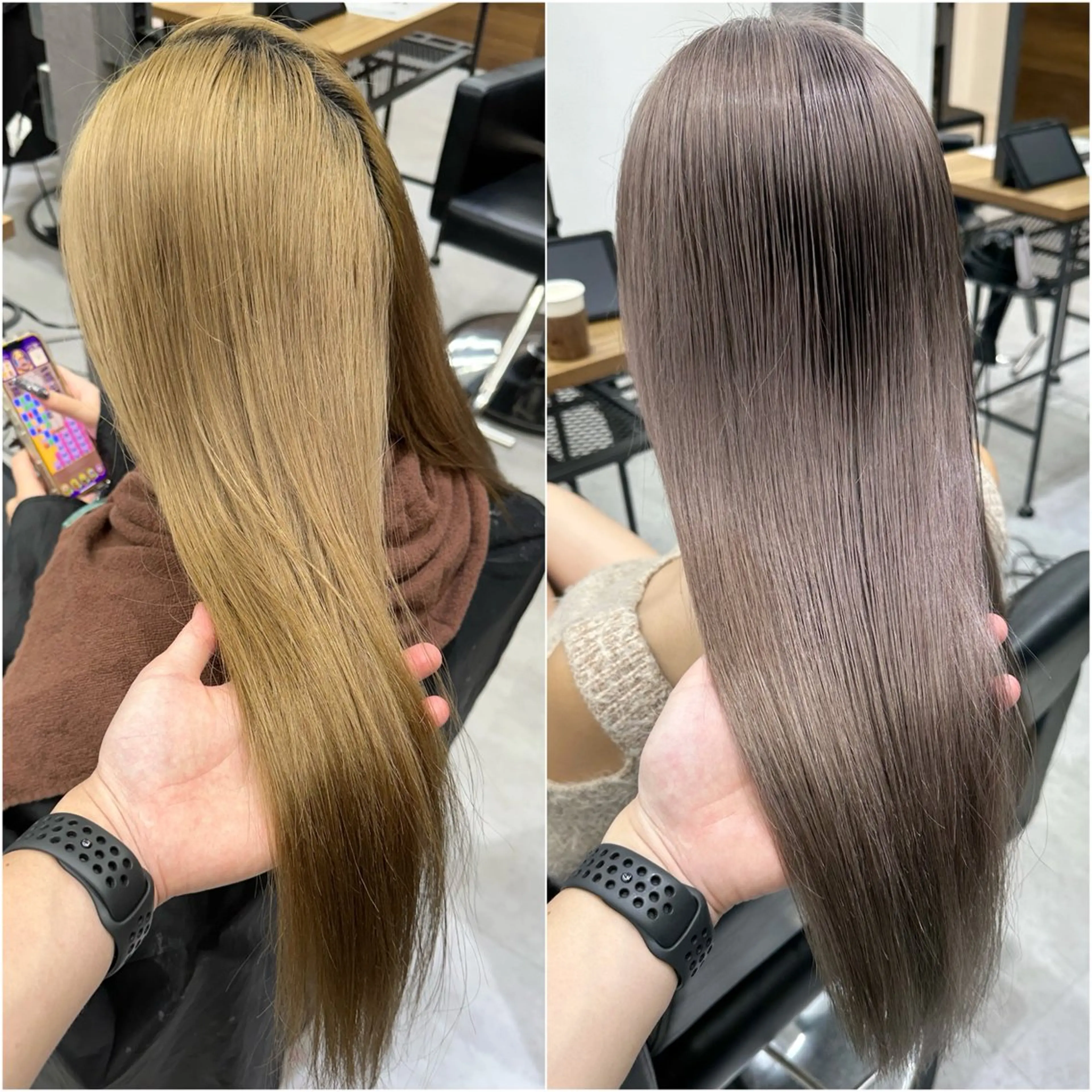 セミロング カラー ダブルカラー グレージュ ハイトーンカラー 髪質改善 ヘアカラー KEISUKE/ 艶カラー🧡エクステのヘアスタイル