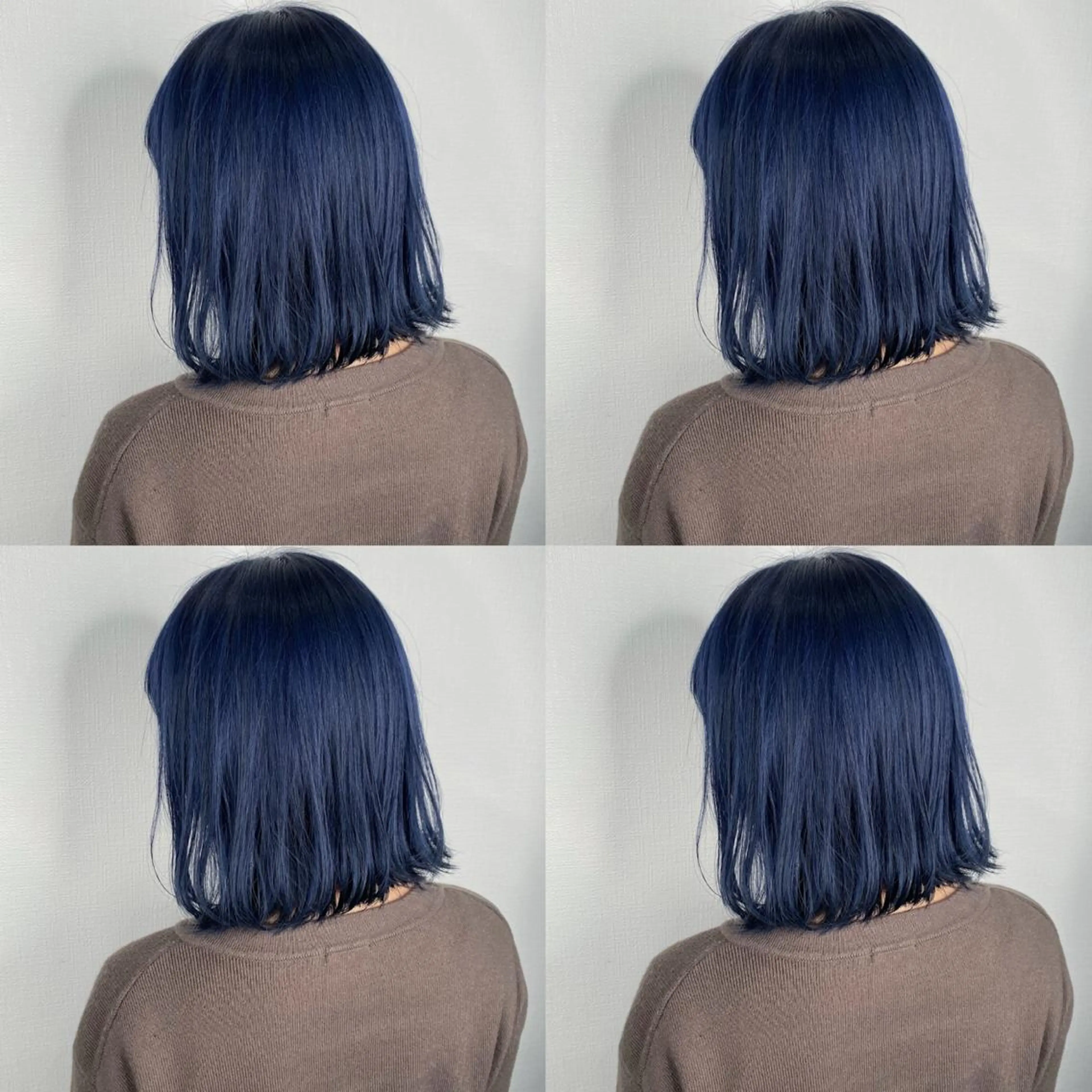 ミディアム カラー ブリーチ ブルーカラー ネイビーカラー ヘアカラー 袴田 伊代のヘアスタイル