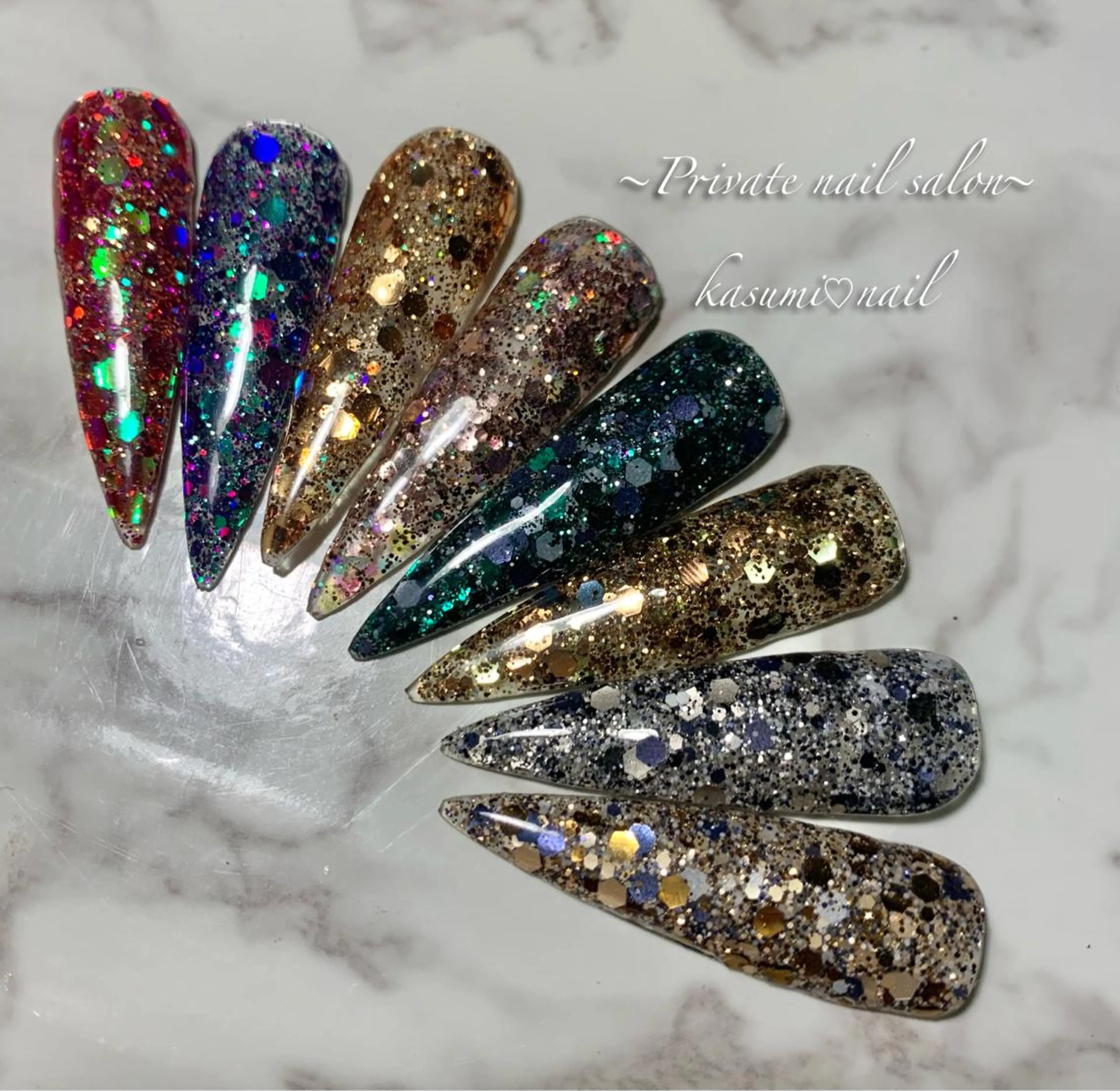 ネイル アートネイル ラメ(グリッター) マグネットネイル ミラーネイル 持ち込み KASUMI♡ Nailのネイルデザイン