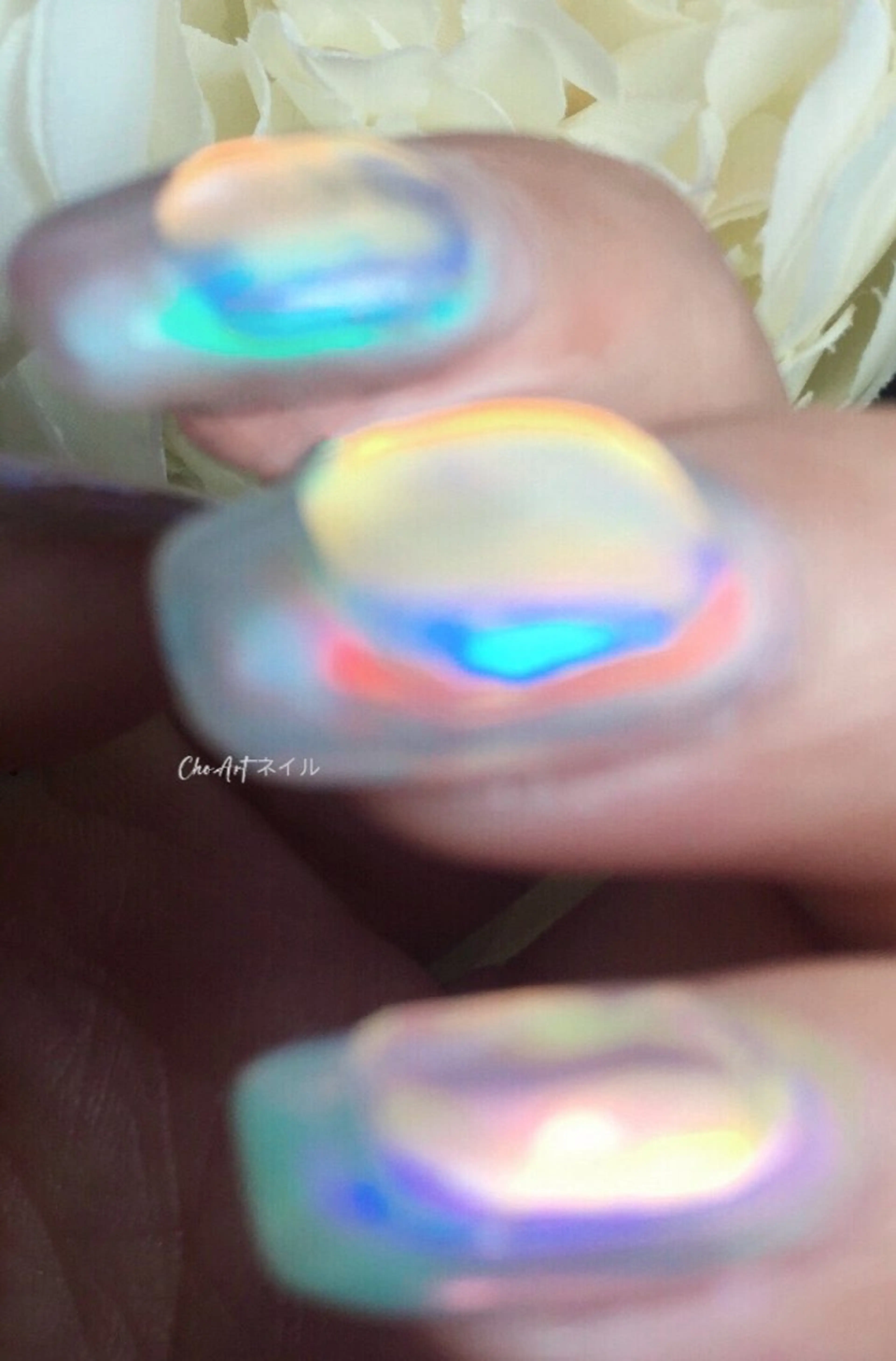ネイル オーロラネイル 氷ネイル・うるうるネイル Cho Artネイル所属・ronronne .のネイルデザイン