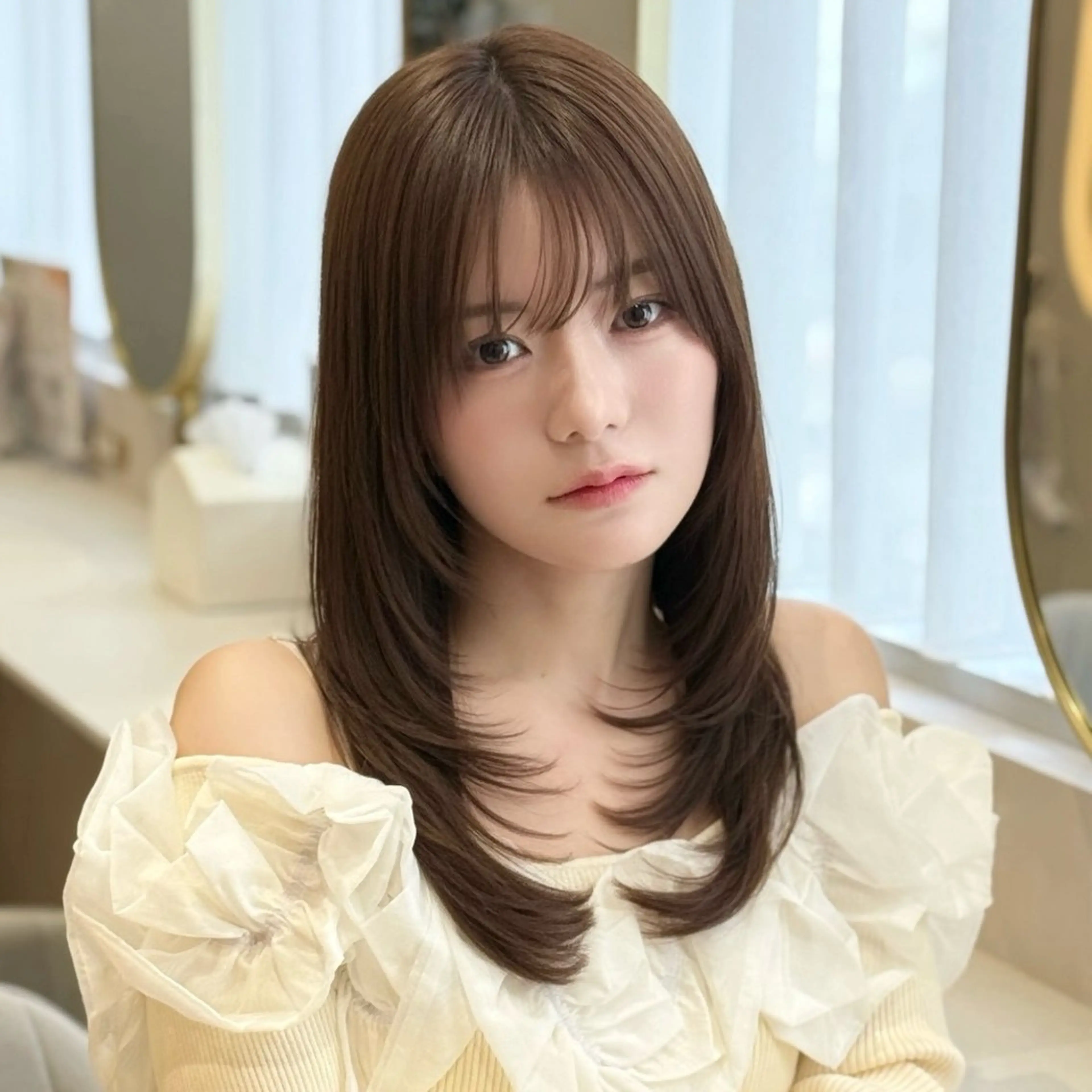 セミロング レイヤーカット 縮毛矯正 カット 縮毛矯正 トリートメント 縮毛矯正/髪質改善/ レイヤー/石井龍のヘアスタイル