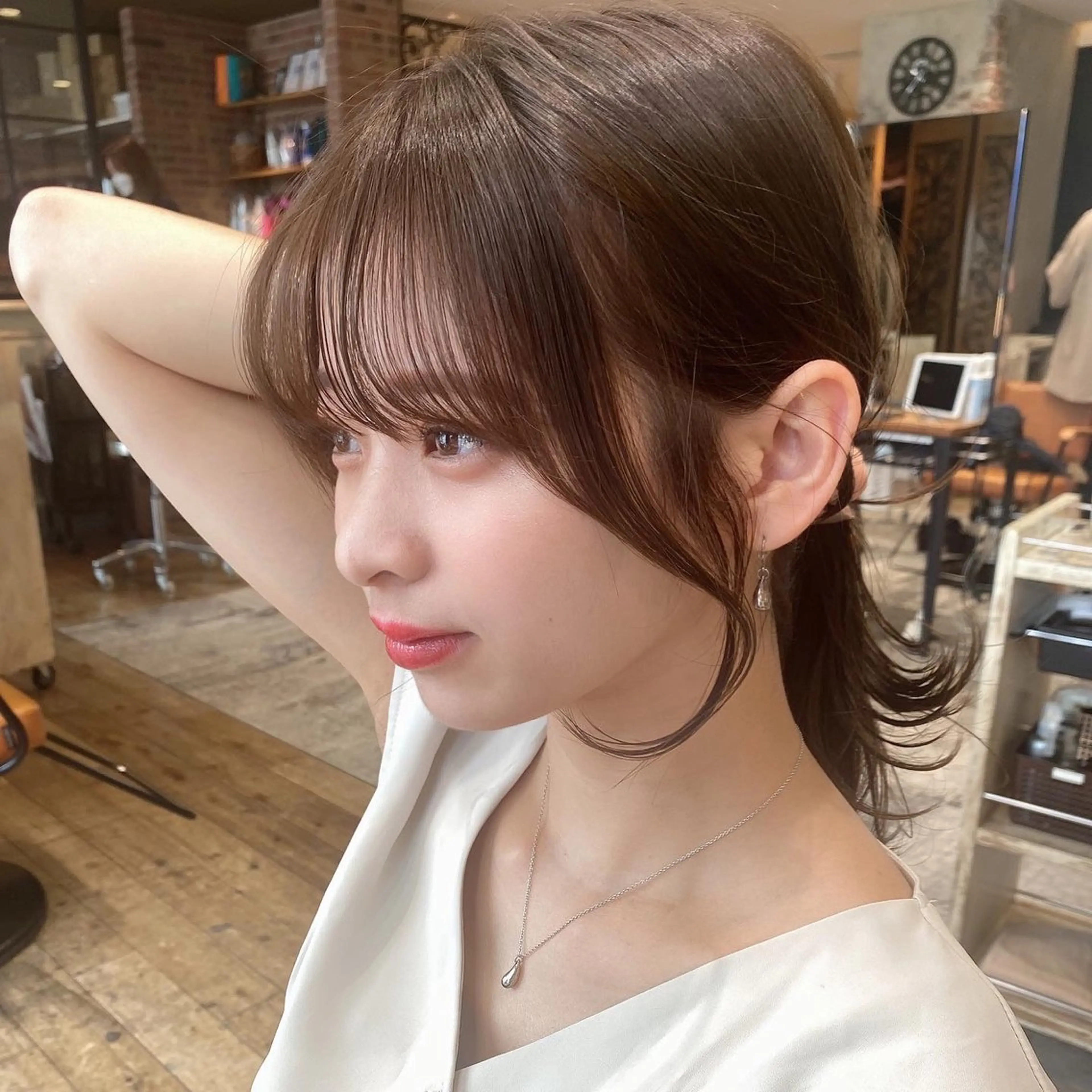 セミロング カラー ベージュカラー ブラウンカラー ブラウンベージュ くびれヘア 顔周りカット カット ヘアカラー トリートメント 顔周り/くびれヘア 韓国ヘア💕風間るなのヘアスタイル