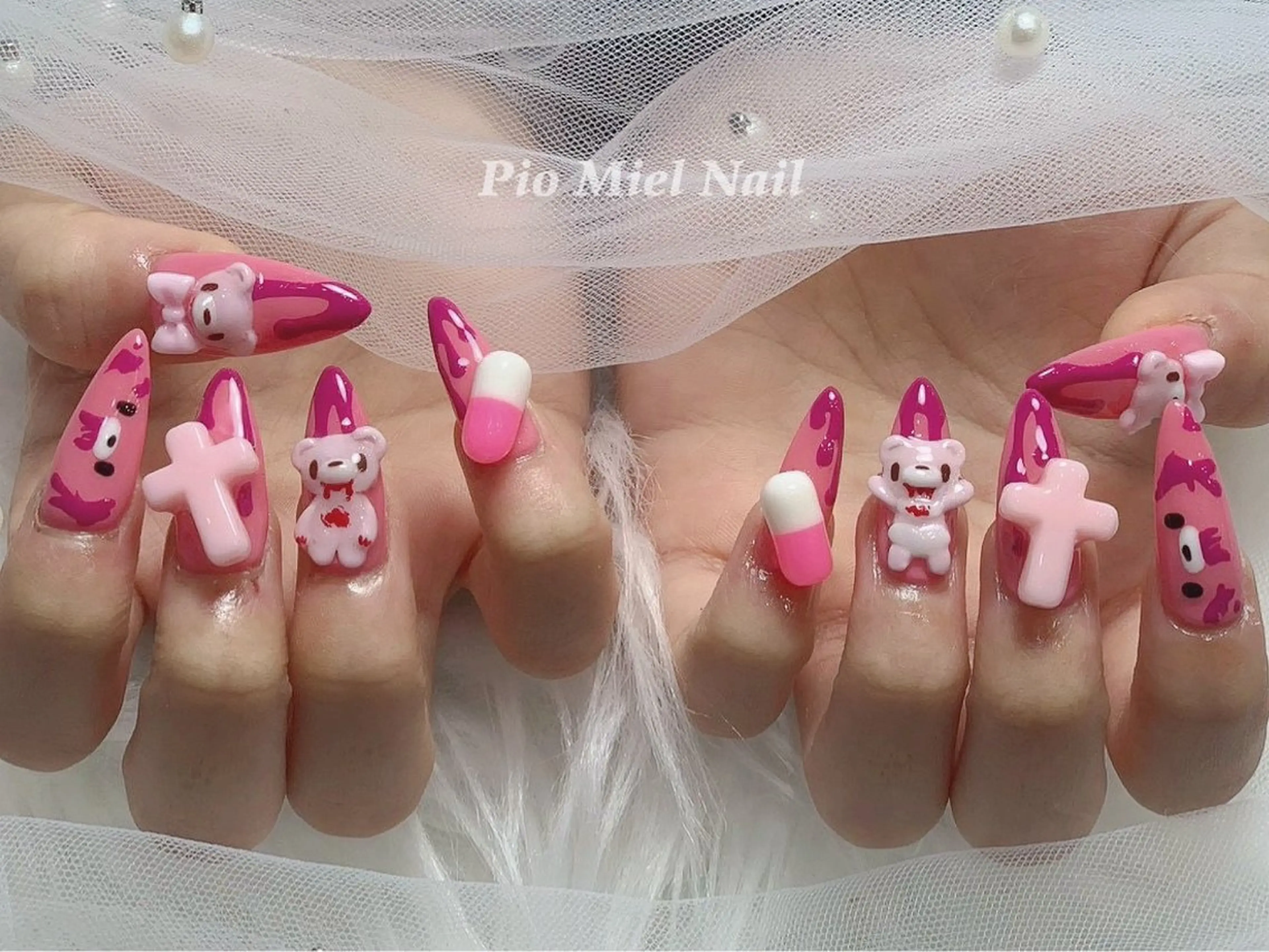 ネイル ハンドネイル HANA 長さだしのネイルデザイン