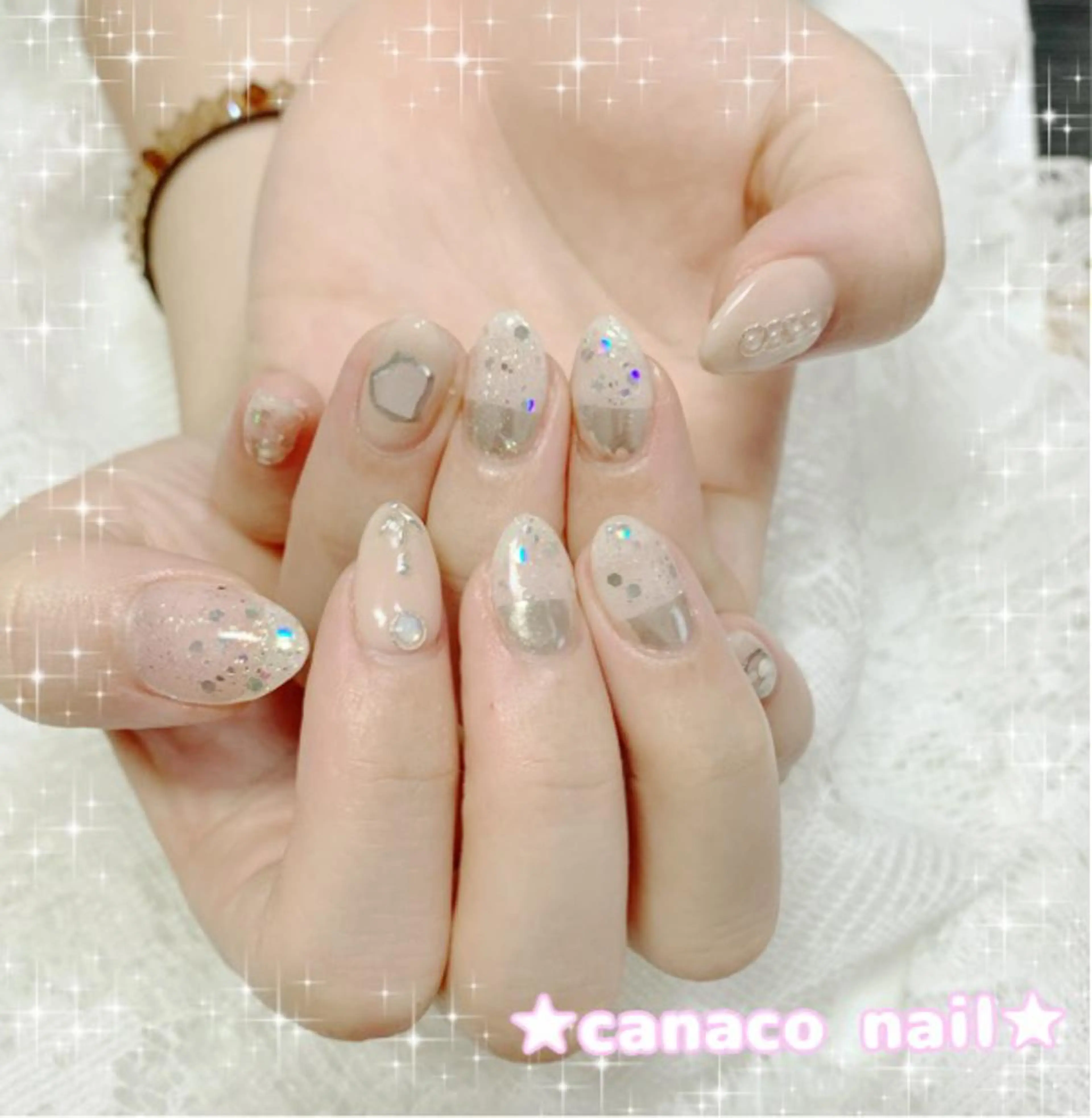 ネイル アートネイル ミラーネイル シルバー ハンドネイル ハンドケア Felice所属・ベテランネイル cnc  nailのネイルデザイン