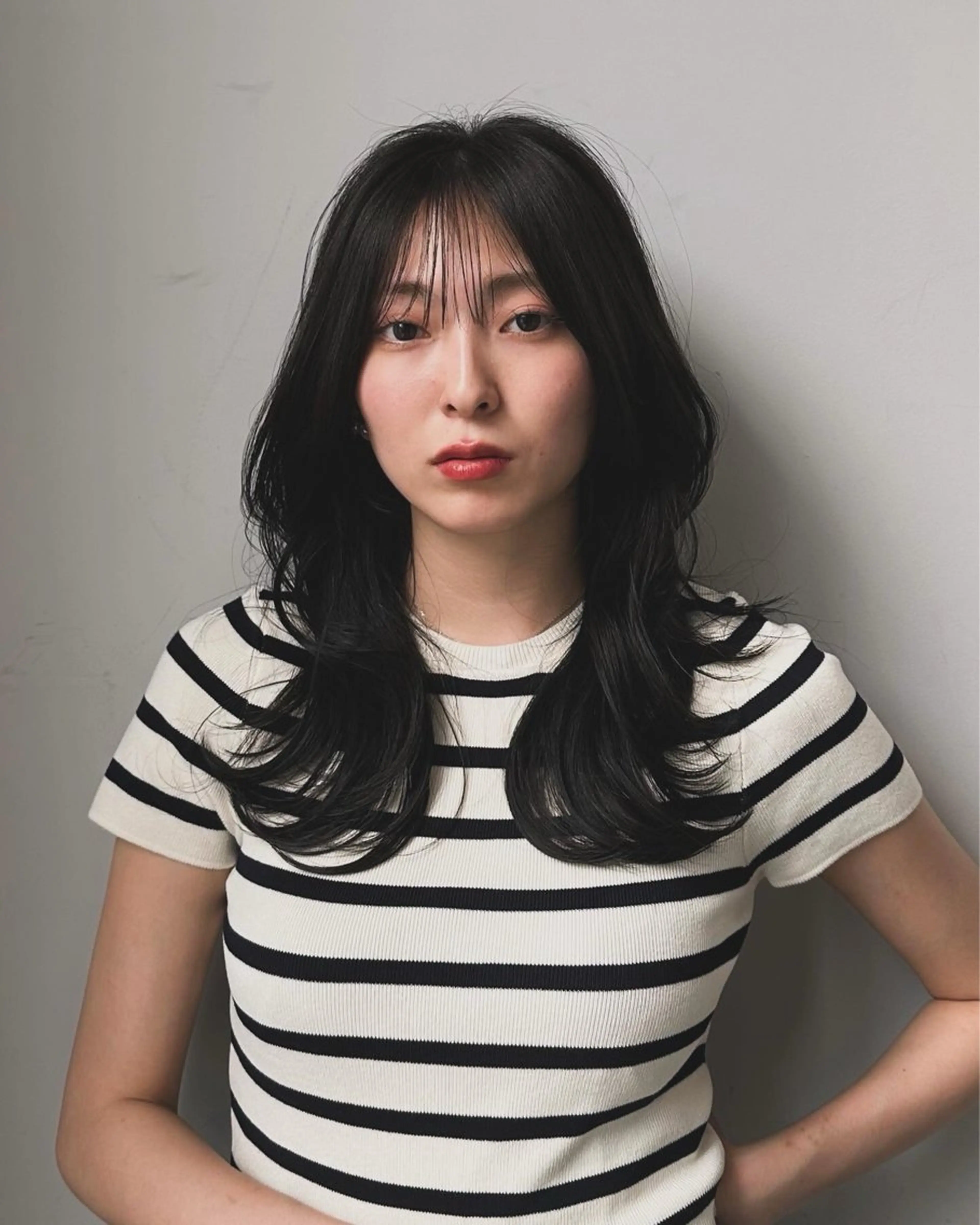 セミロング カット トリートメント レイヤー/顔周り カット/松岡 祥利のヘアスタイル