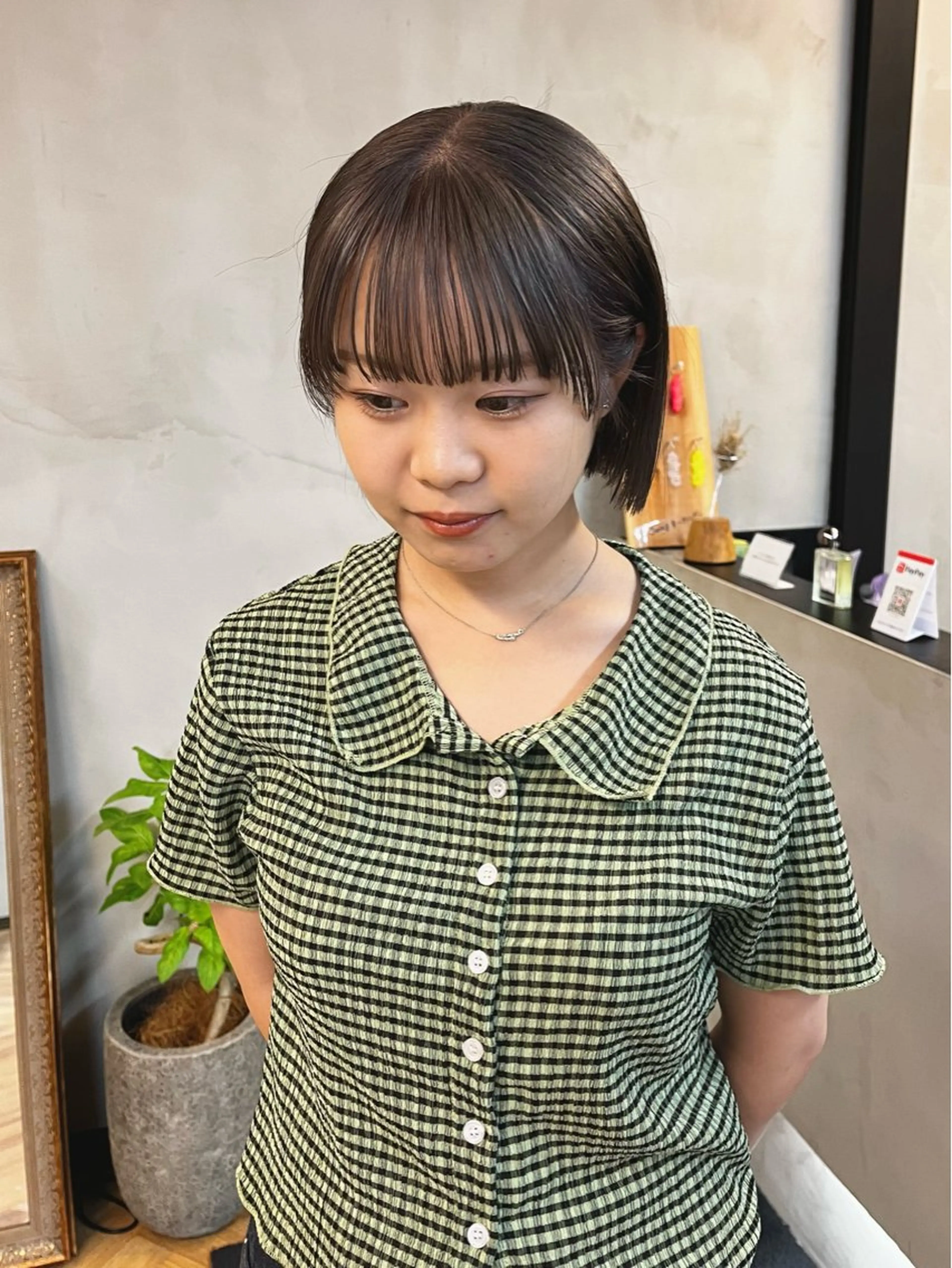 ショート カラー ヘアアレンジ ブリーチ esu西梅田所属・ena/ブリーチなし 透け感ベージュ🎀のヘアスタイル