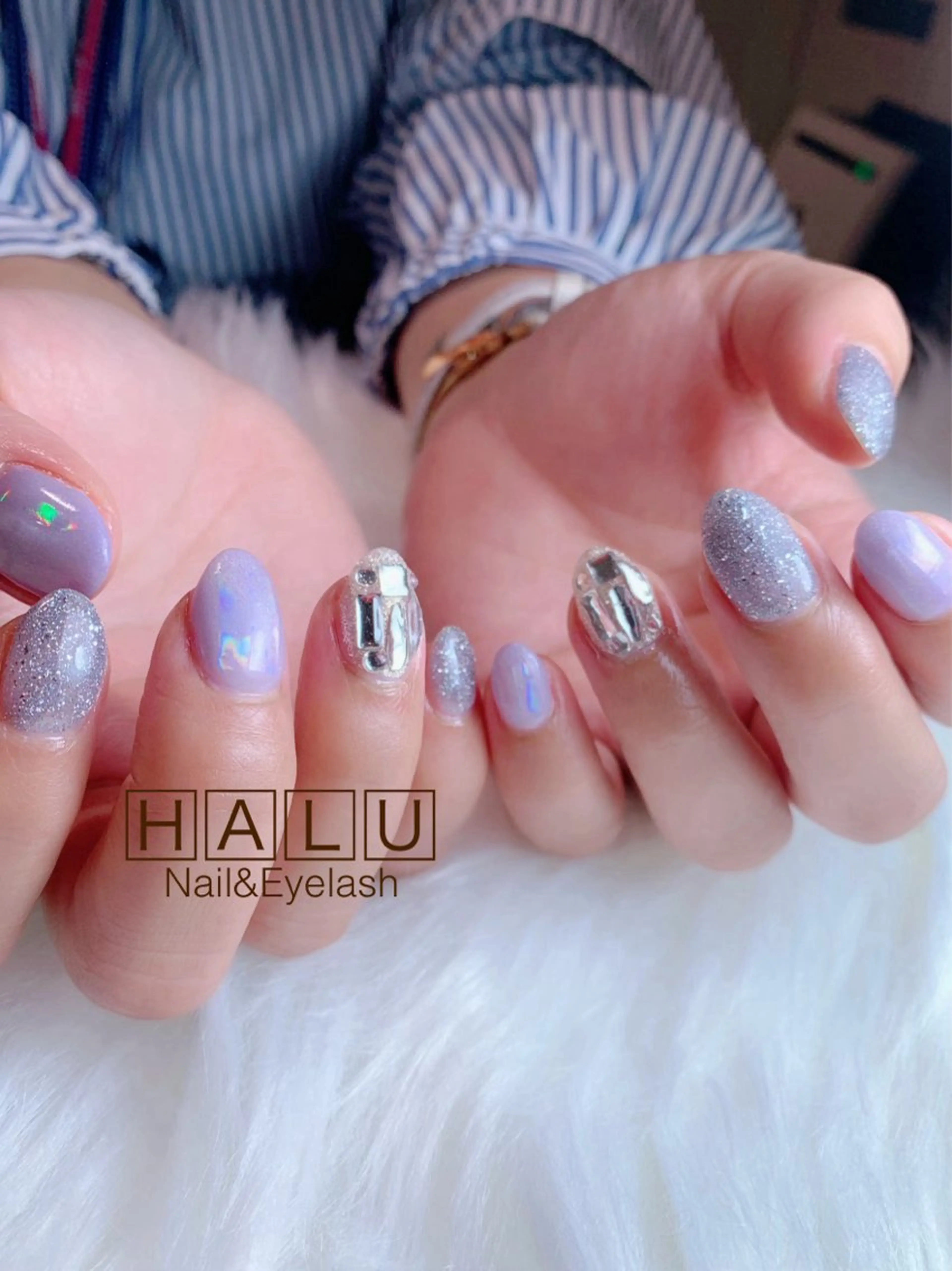 ネイル キラキラネイル パープル HALU ハルのネイルデザイン