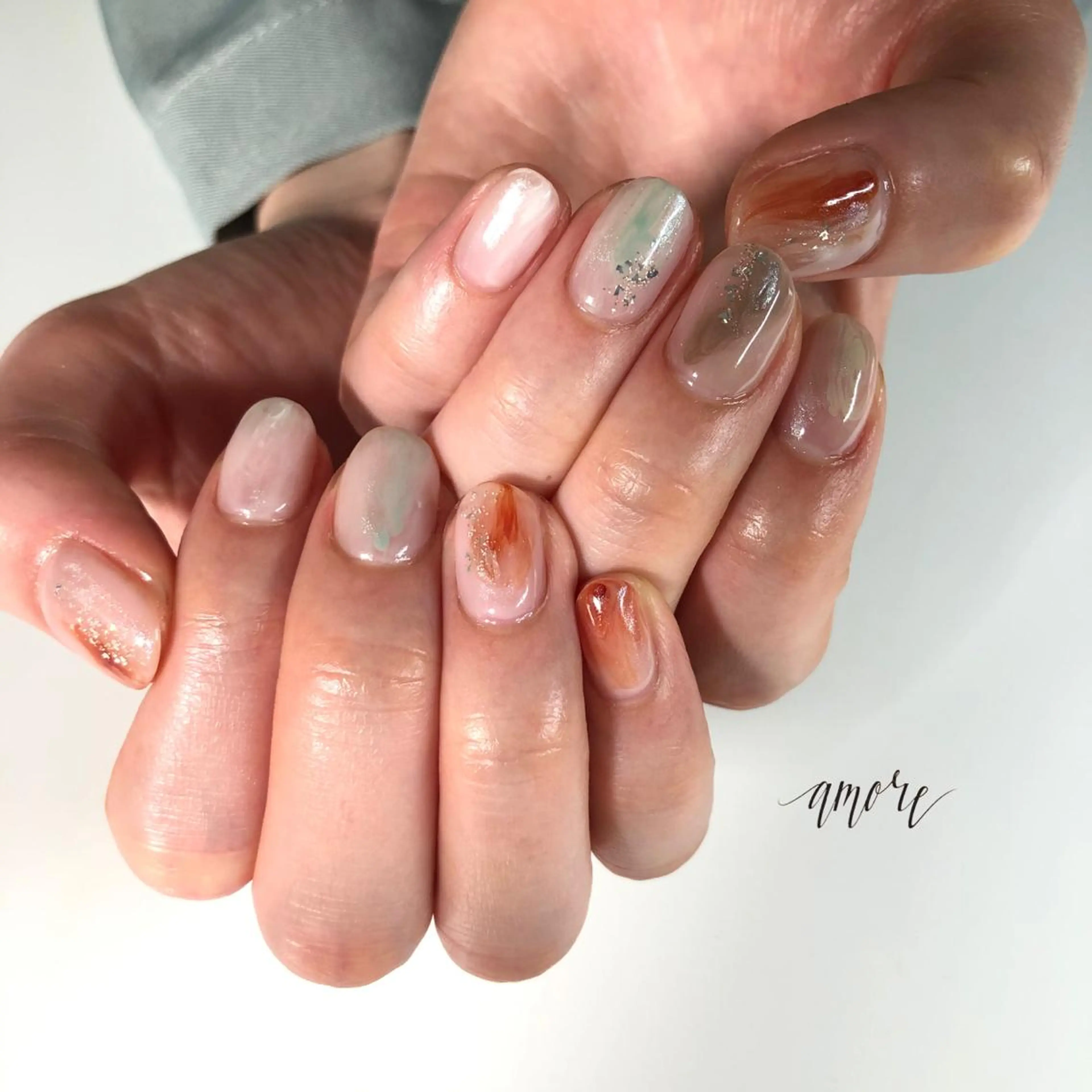 ネイル ジェルネイル ミラーネイル ニュアンスネイル 春ネイル You kyehwaのネイルデザイン