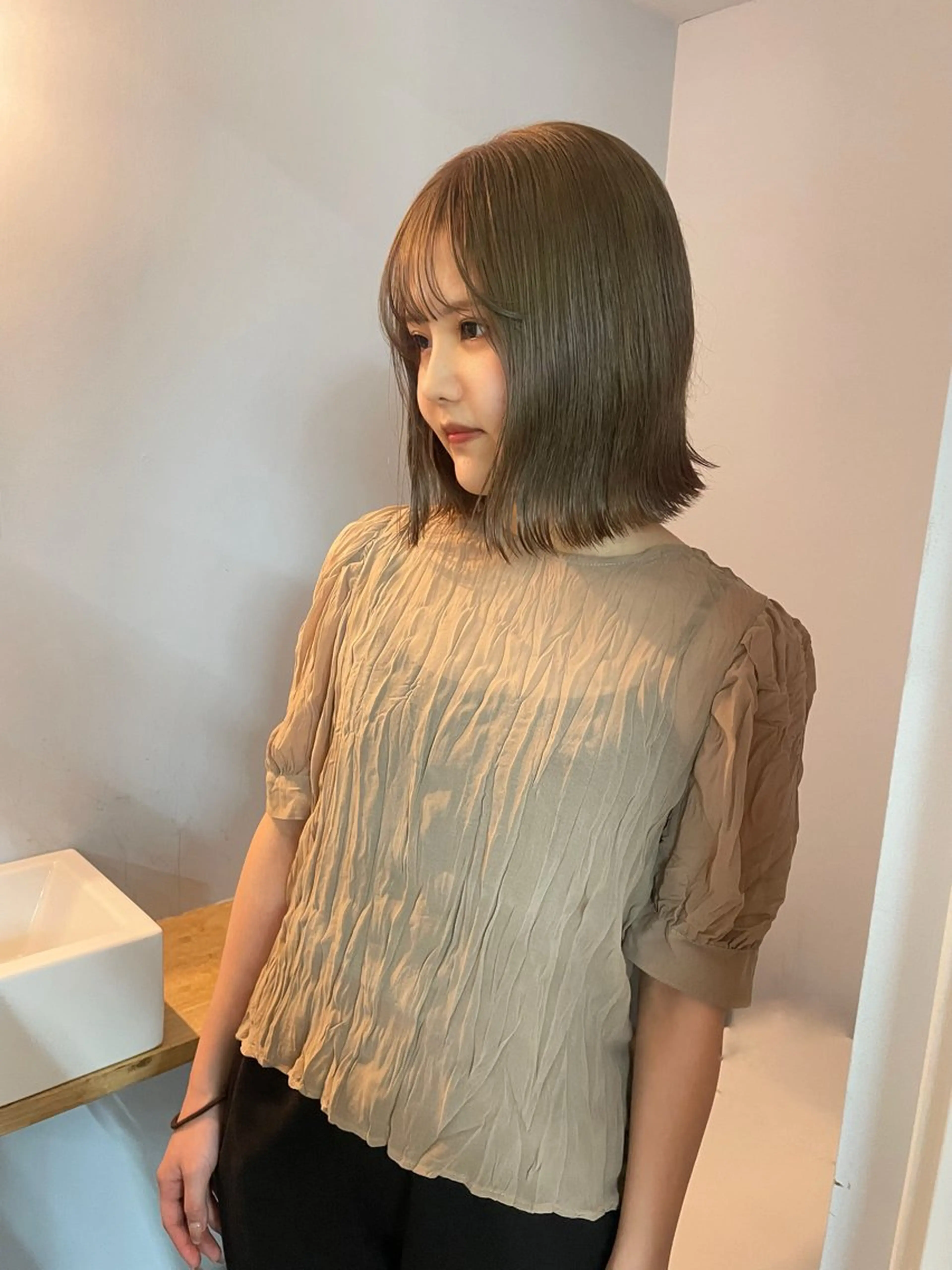 ミディアム ボブカットモデル/パ ーマ/harunaのヘアスタイル