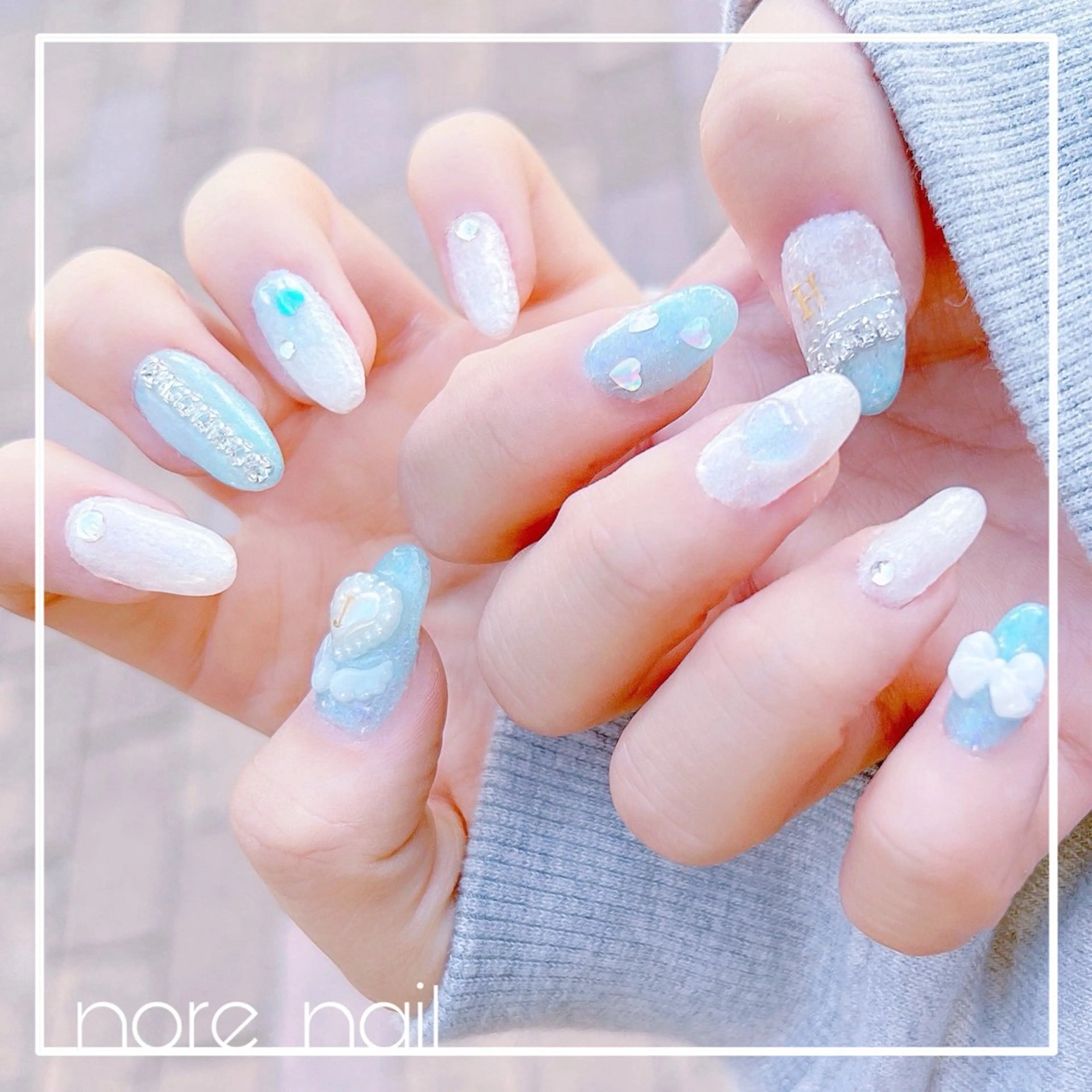 ネイル 水色 ハンドネイル nore nail所属・nore nailのネイルデザイン
