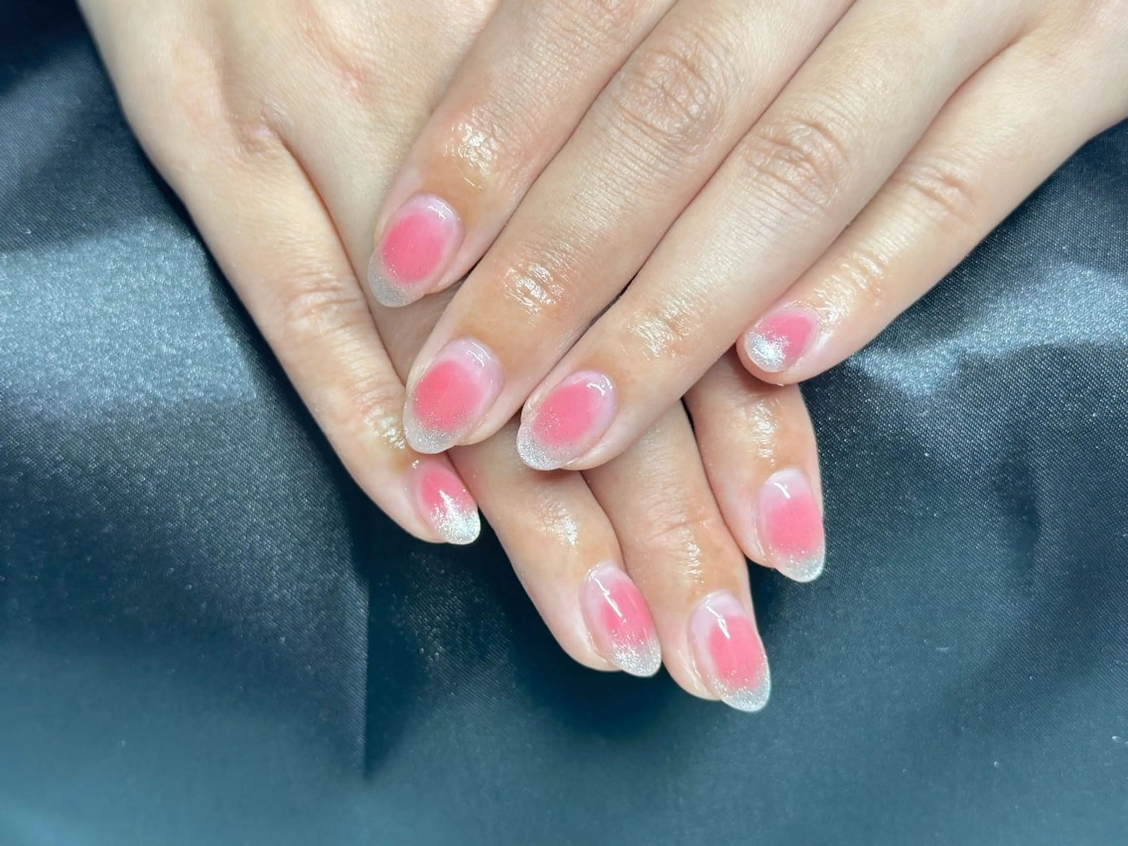 ネイル チークネイル グラデーション マグネットネイル Nail_ SkyBlue_Jのネイルデザイン