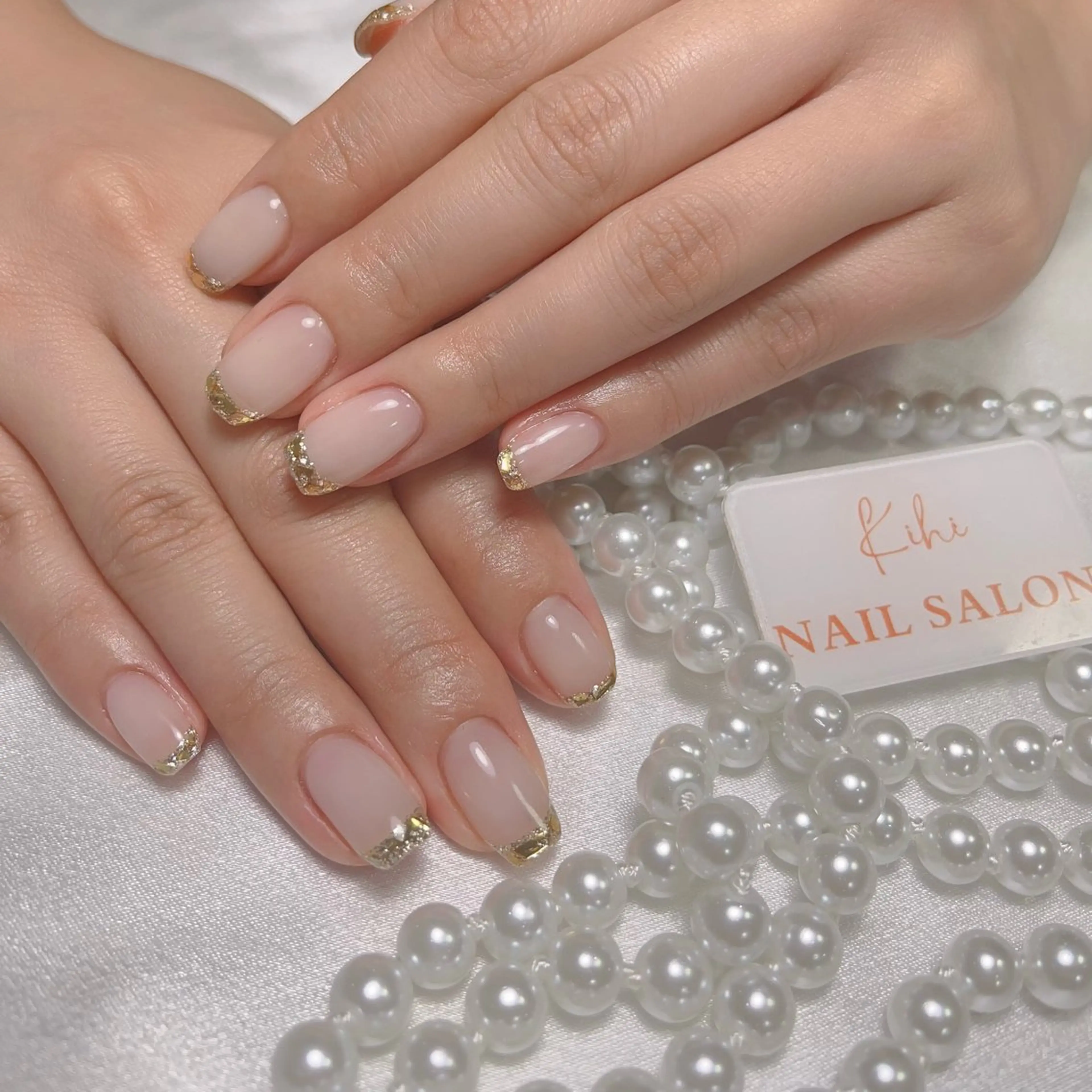 ネイル フレンチネイル ガラスフレンチ 福島 みきのネイルデザイン