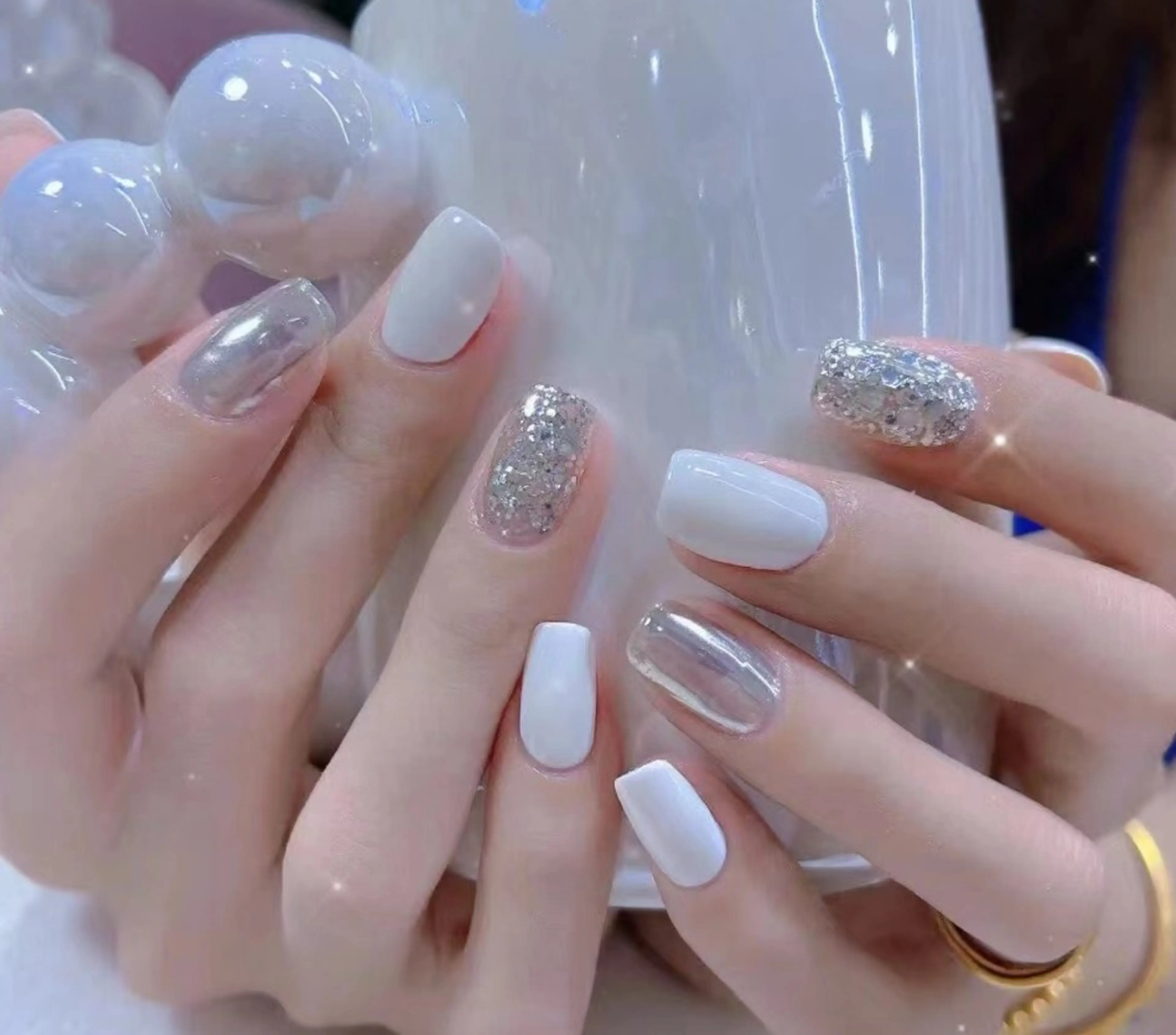 ネイル ネイリストゆか💅 長さだし、深爪矯正のネイルデザイン