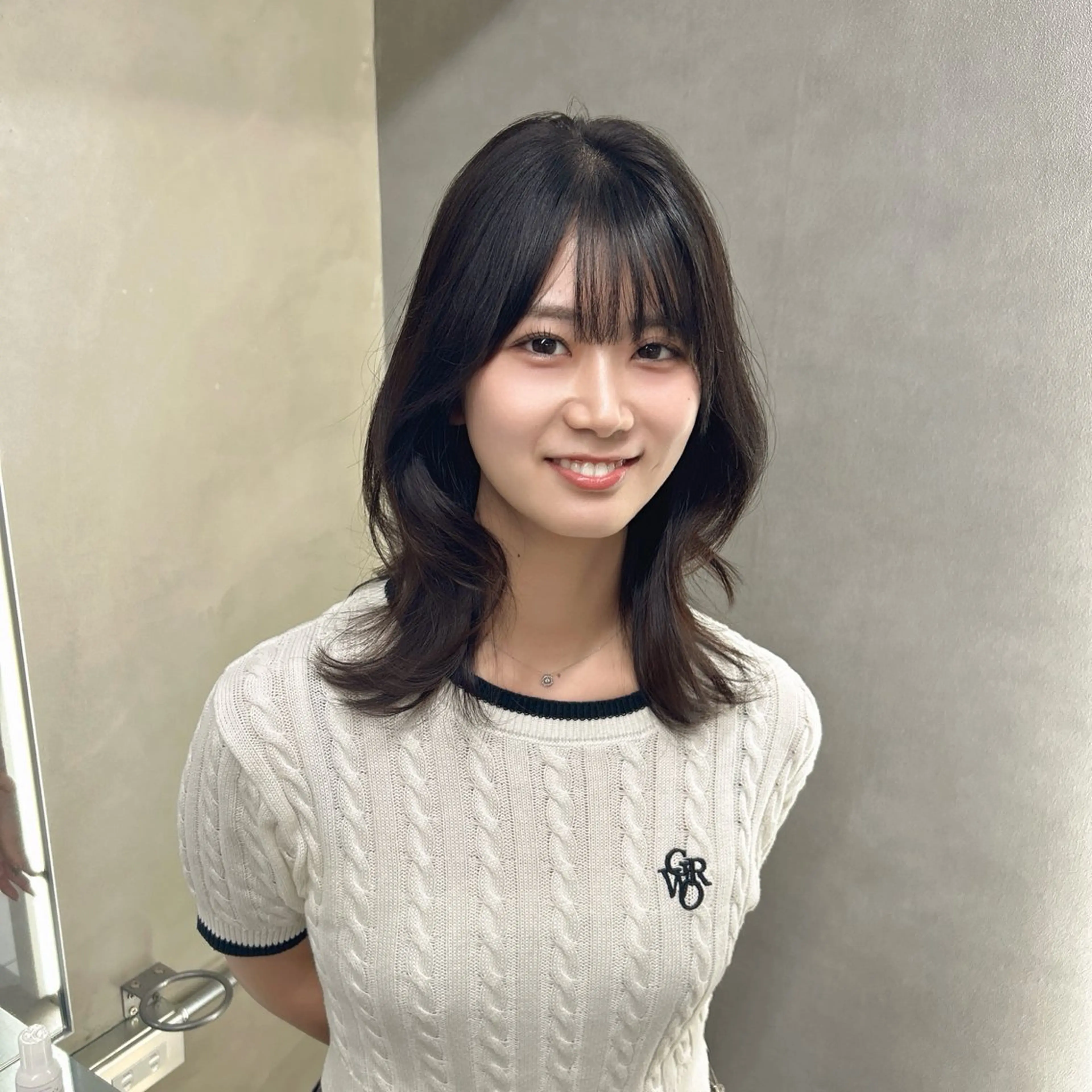 ミディアム カット ヘアカラー トリートメント 阿倍野/髪質改善 /縮毛矯正/坪田幸広のヘアスタイル