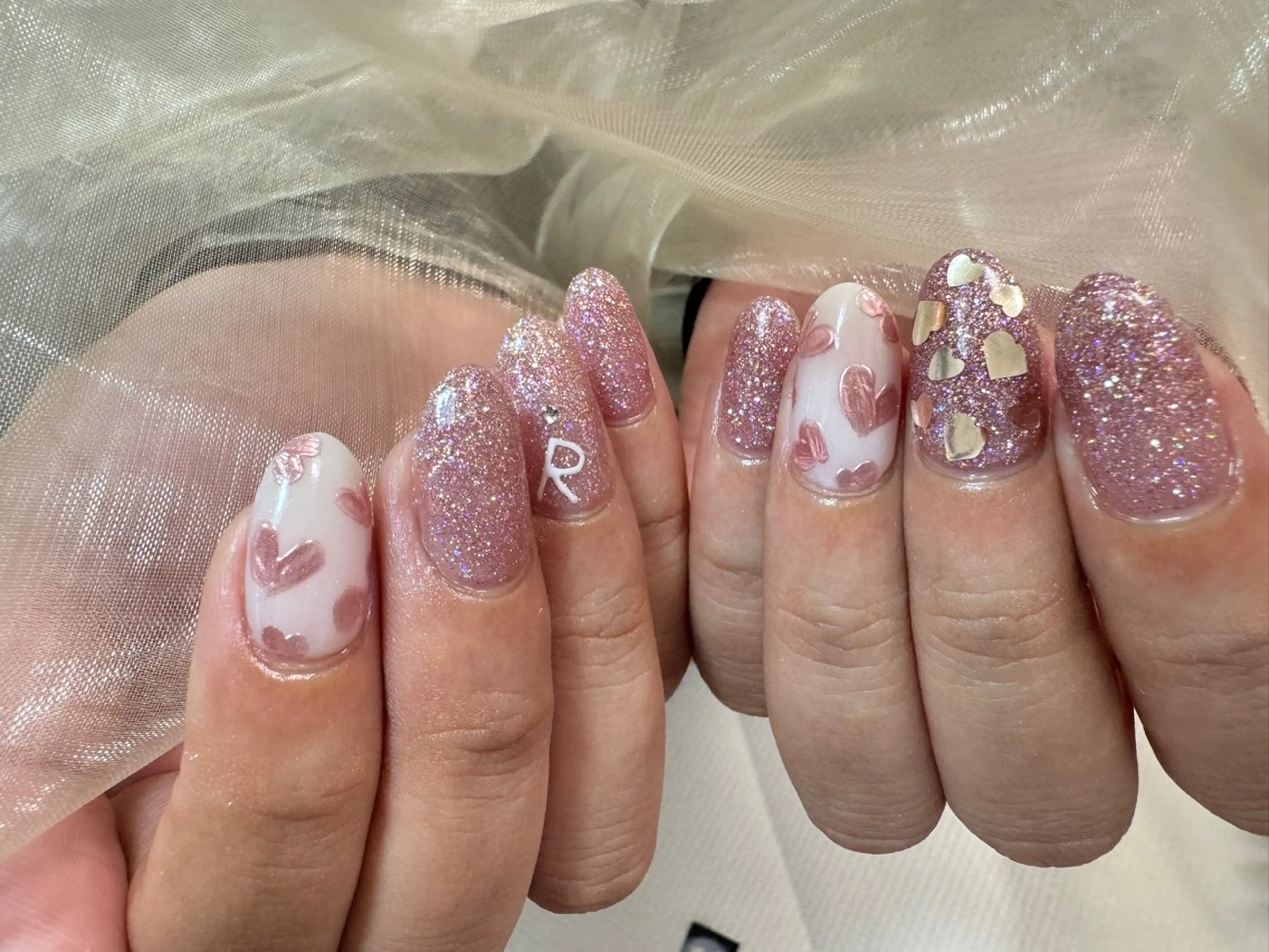 ネイル アートネイル ハート ハンドネイル Girasol YUKIのネイルデザイン