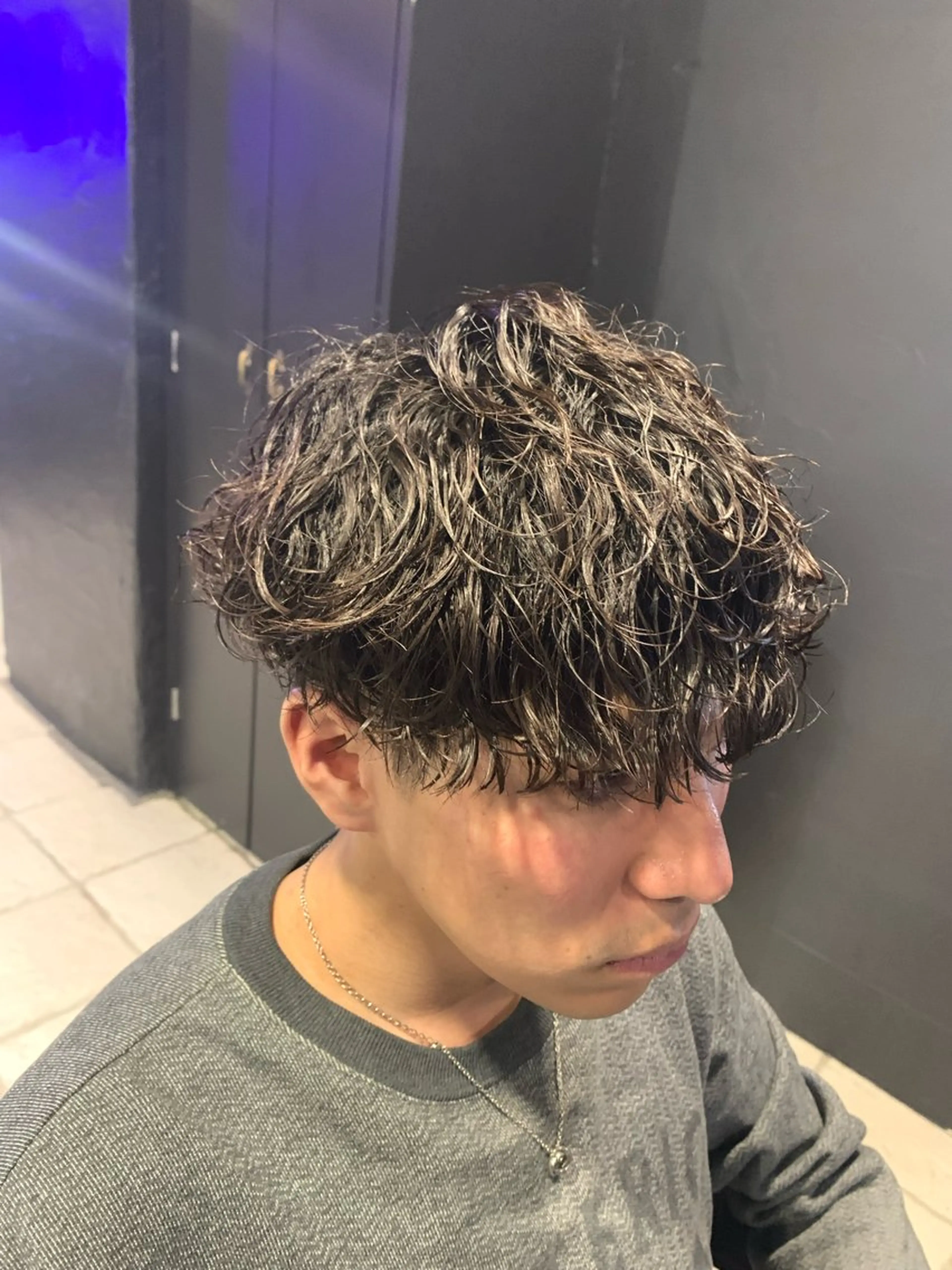 ミディアム メンズ カット パーマ ヘアセット メンズパーマ/難波/ 心斎橋　室園亮佑のヘアスタイル