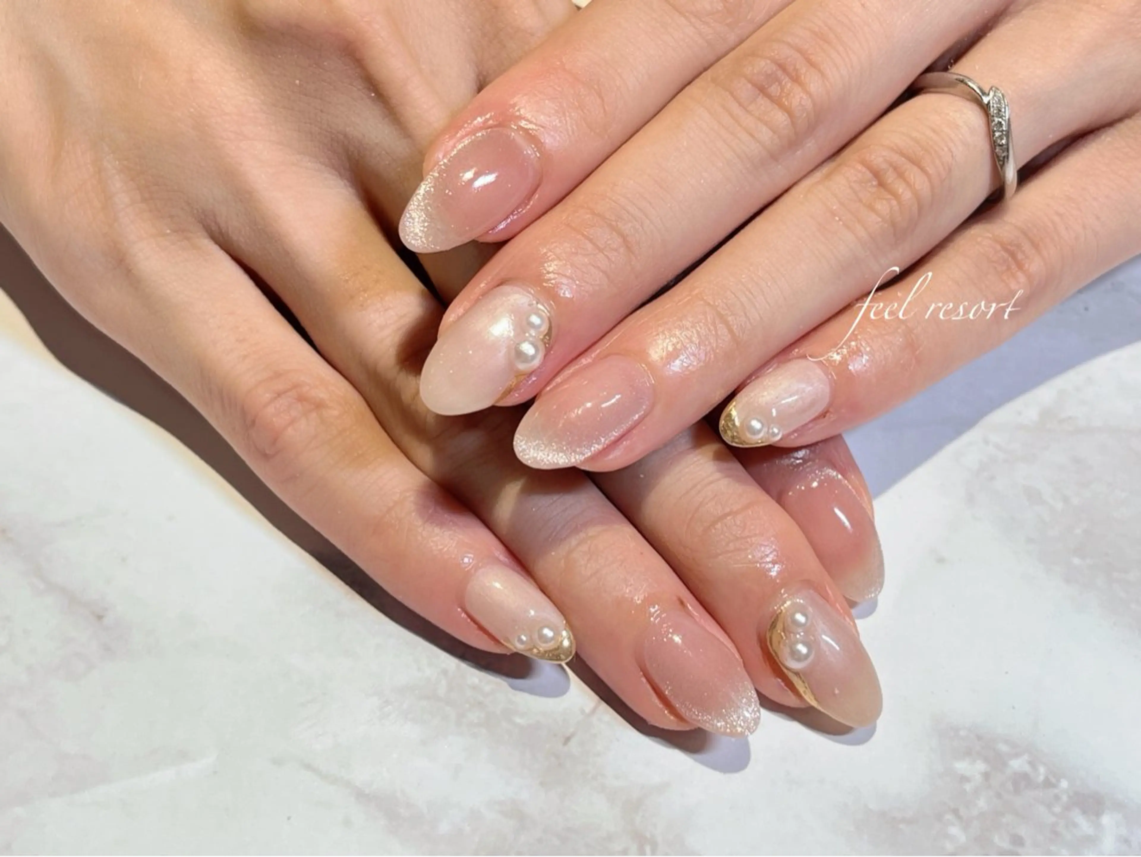 ネイル 長さ出し フットネイル フレンチネイル ジェルネイル ガラスフレンチ ハンドネイル Lien（リアン） 銀座駅6分のネイルデザイン