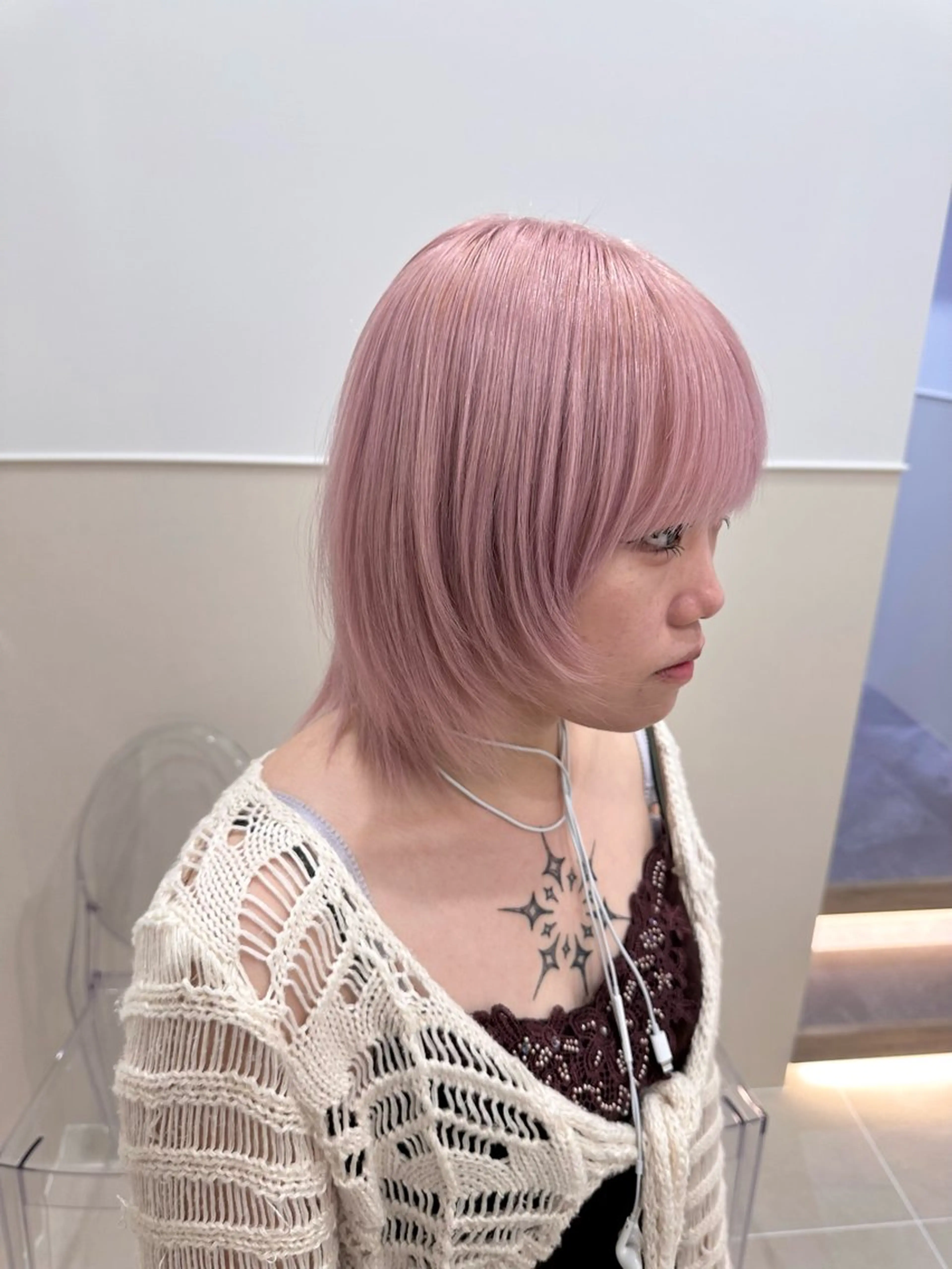 ミディアム カラー ブリーチ ハイトーンカラー ハイトーン/ 縮毛矯正のヘアスタイル