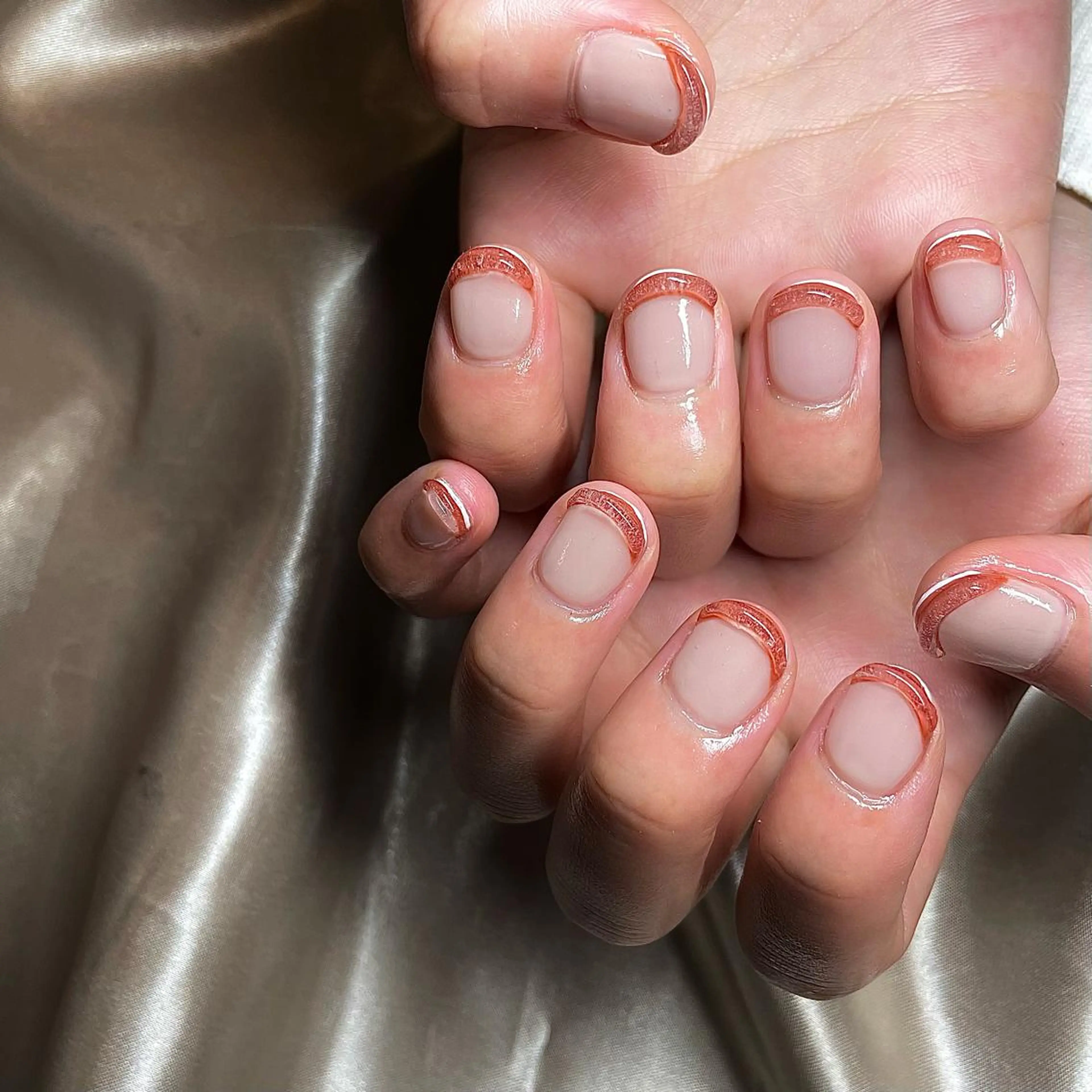 ショート カラー パーマ ヘアアレンジ メンズ キッズ ネイル マツエク・マツパ オレンジ カラーマツエク クリアネイル オレンジ nail&eye Aoのマツエク・マツパデザイン