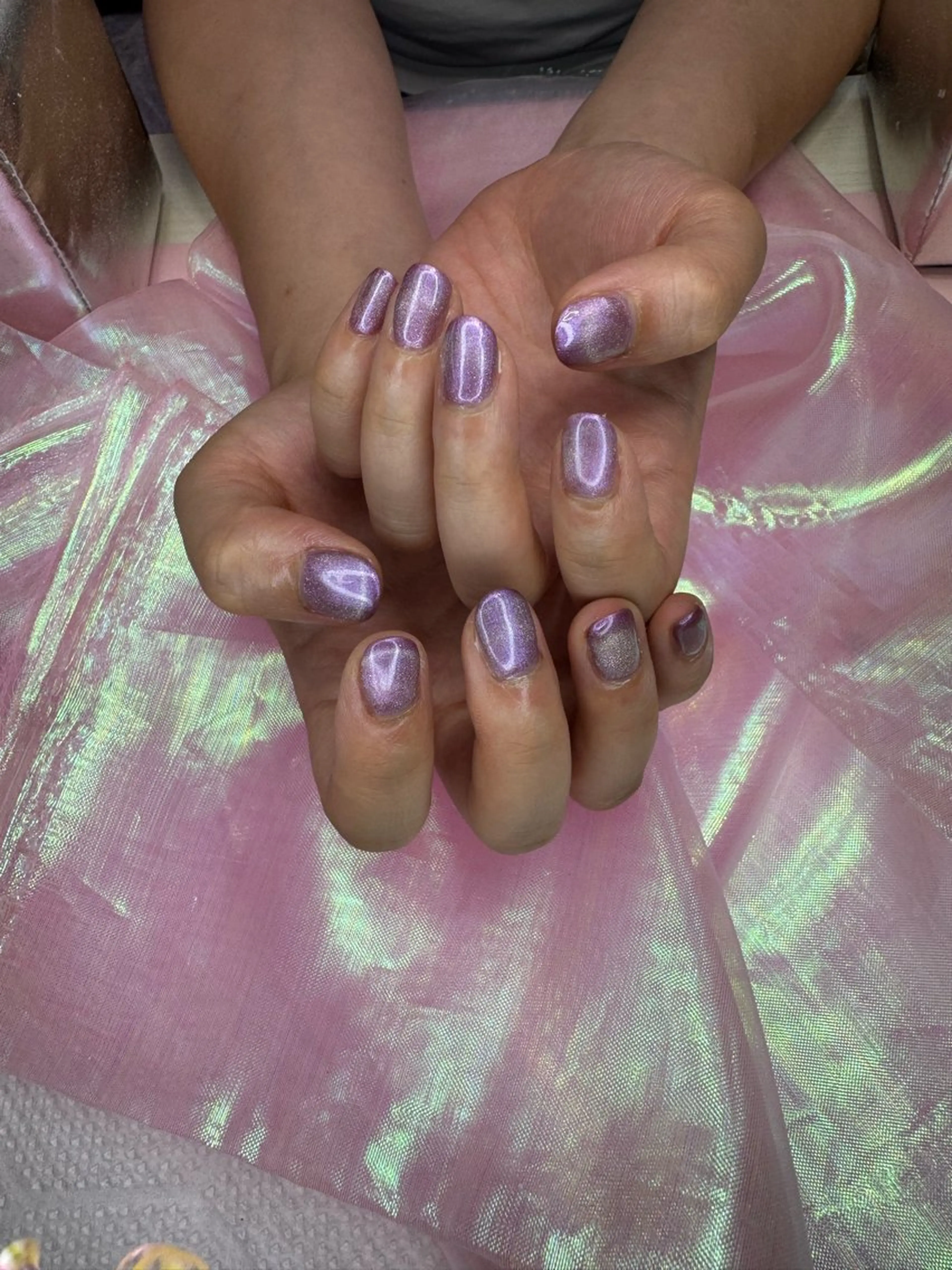 ネイル フレンチネイル キラキラネイル マグネットネイル ピンク シンプルネイル nail spaß所属・WAKALU .のネイルデザイン