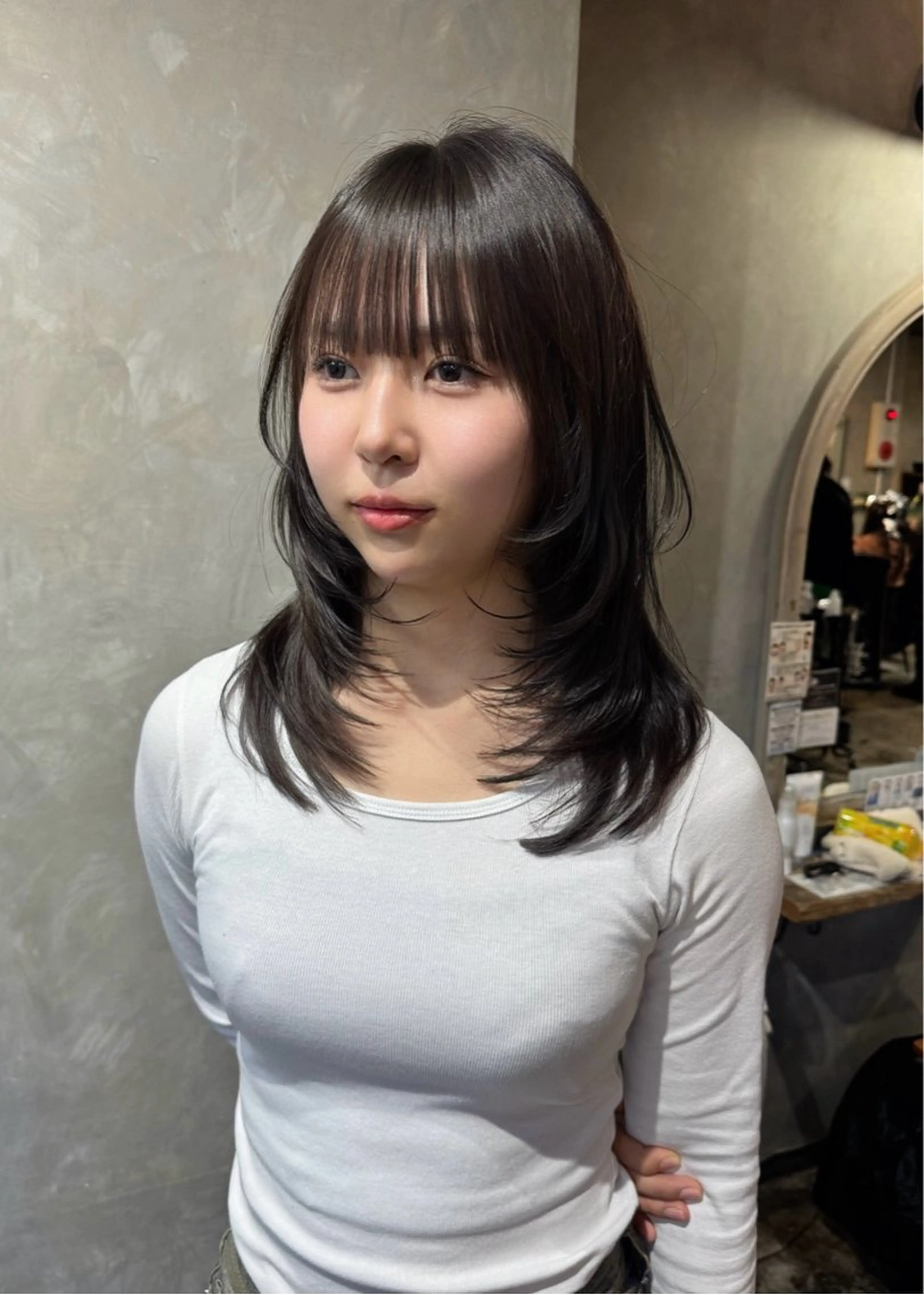 セミロング ハッシュカット カット ヘアカラー トリートメント 清水 健吏/ 韓国ヘア/レイヤーのヘアスタイル