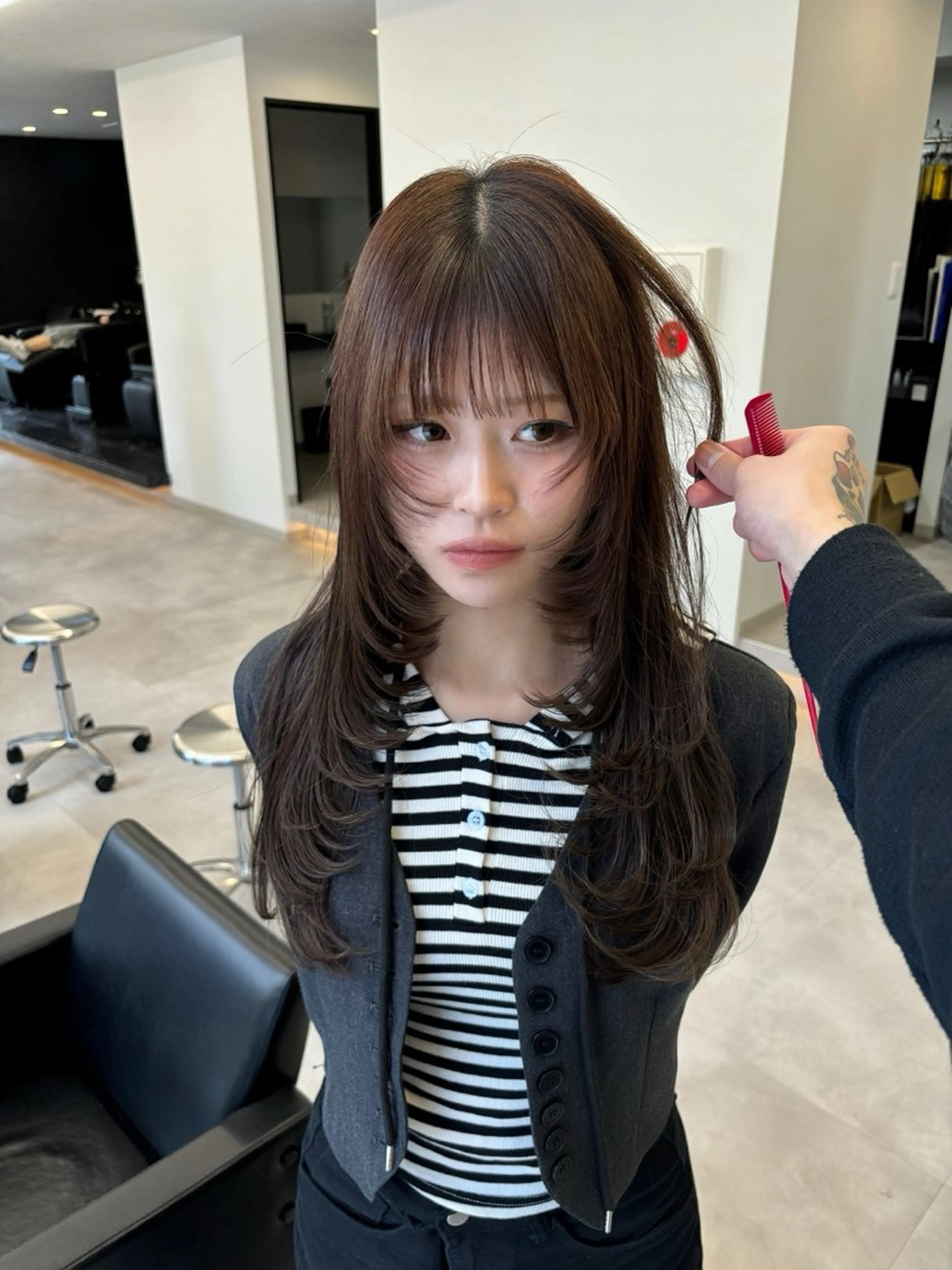 ロング カット ヘアカラー トリートメント 谷村 龍之輔のヘアスタイル