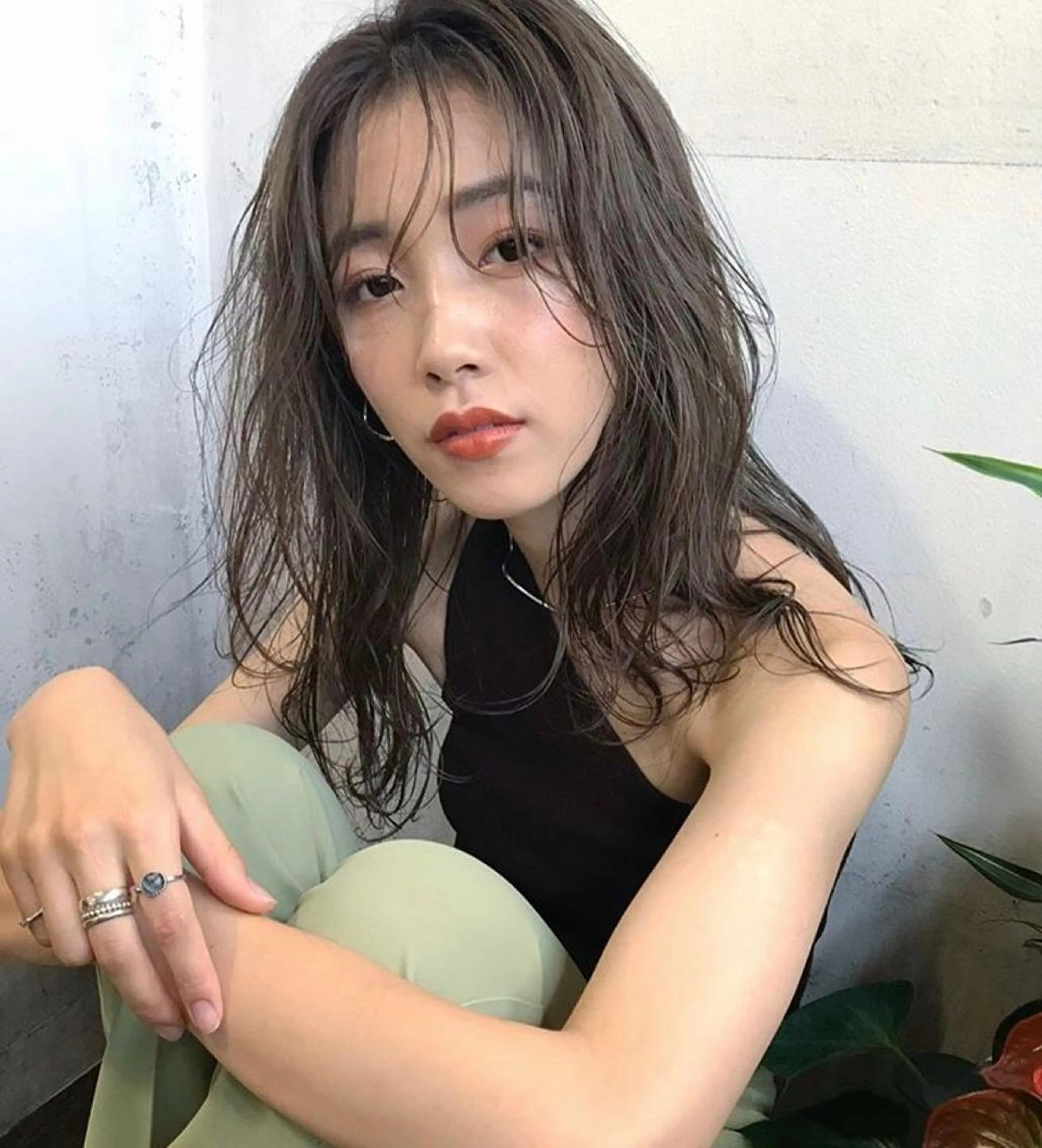 ロング アッシュ ハイライト 韓国 / 中国ヘア 🦋Noniのヘアスタイル