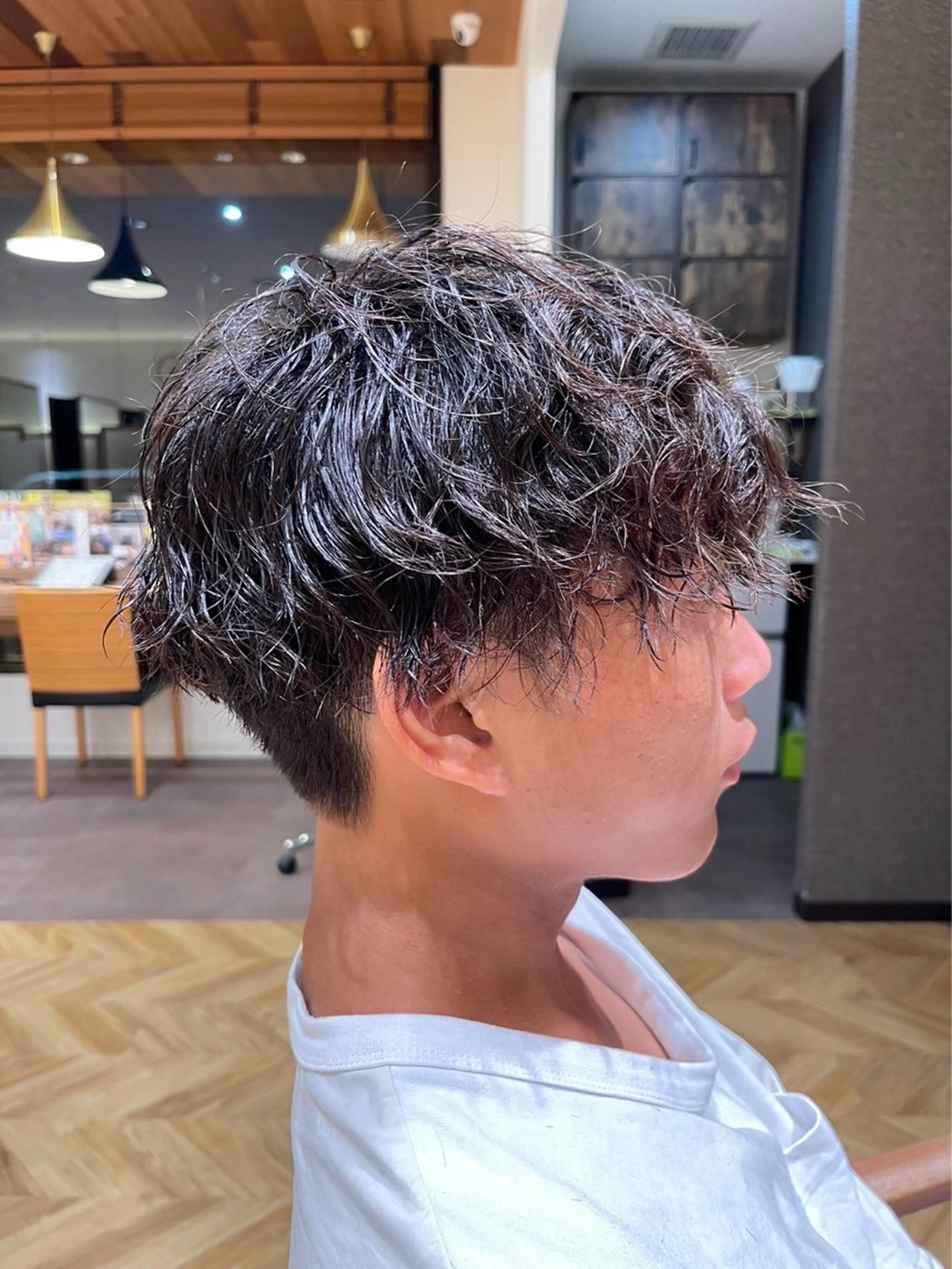 ショート メンズ マッシュ メンズパーマ 刈り上げ 卒業式のヘアスタイル 🫧RYOグレージュ /透け感カラー🫧のヘアスタイル