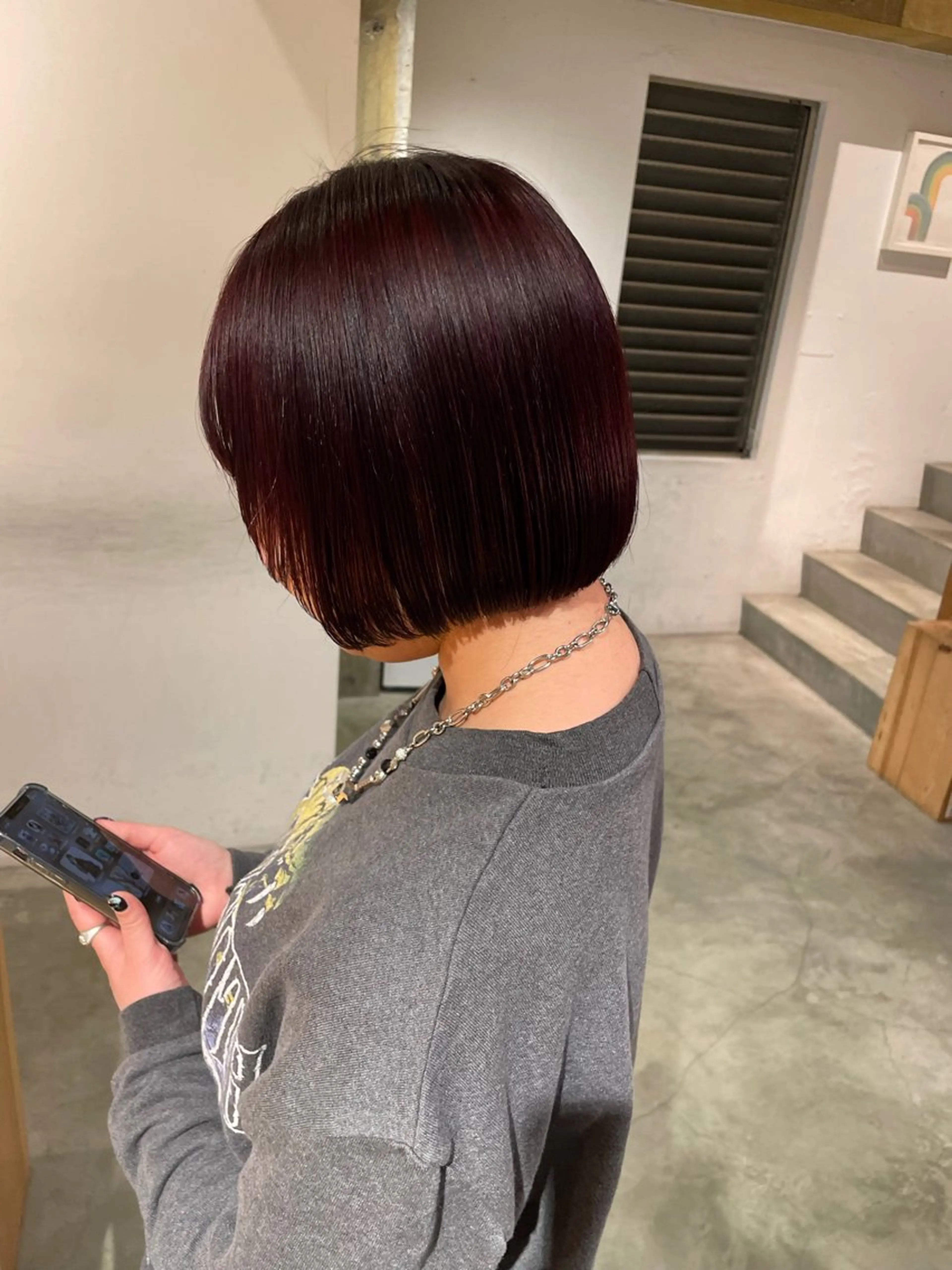 ミディアム カラー カシス ボブ ヘアカラー Qin shaire salon 原宿所属・🌿パーマ/ボブ/ レイヤー/Mikiのヘアスタイル