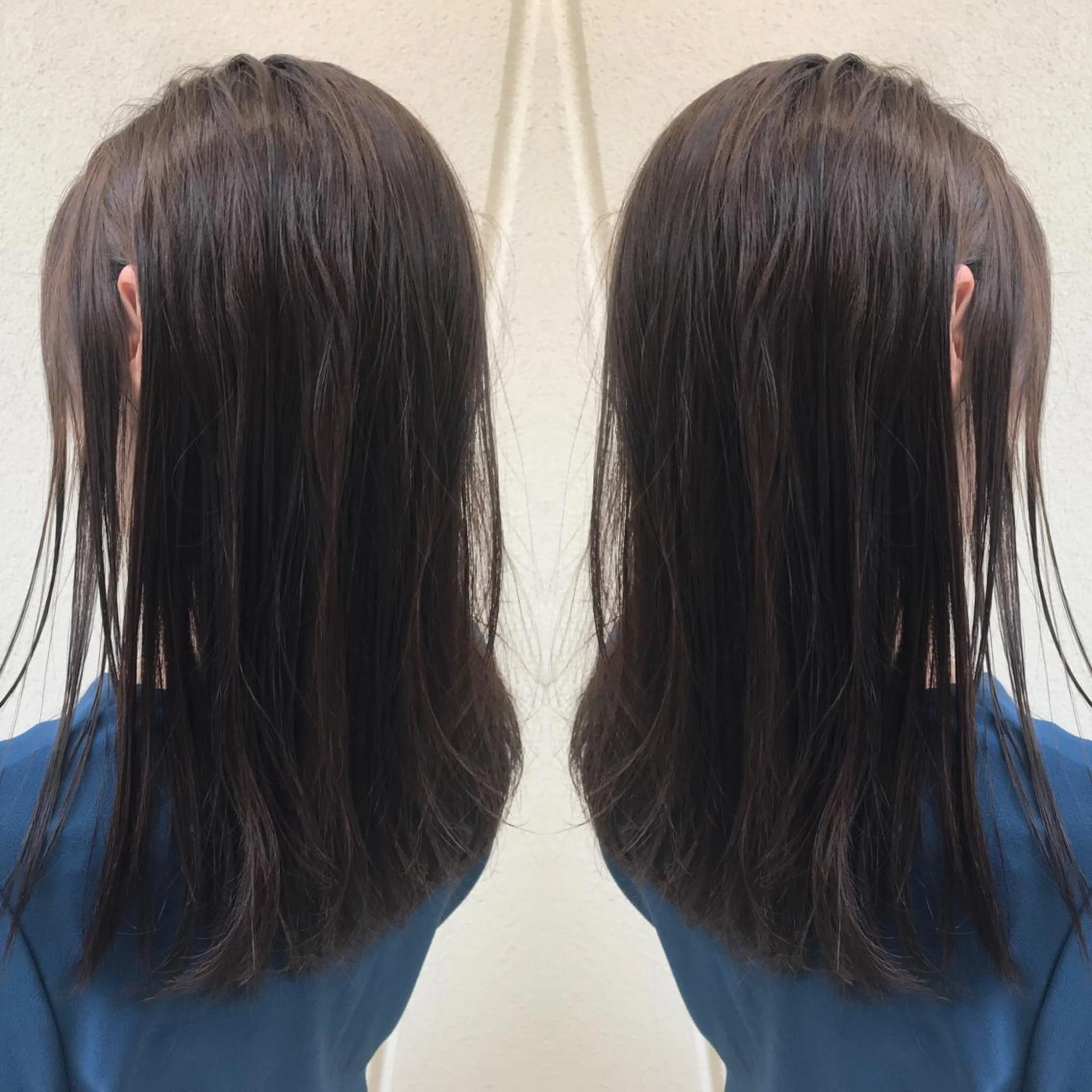 セミロング カラー アッシュ アッシュグレー カット ヘアカラー 柴田 祐輔のヘアスタイル