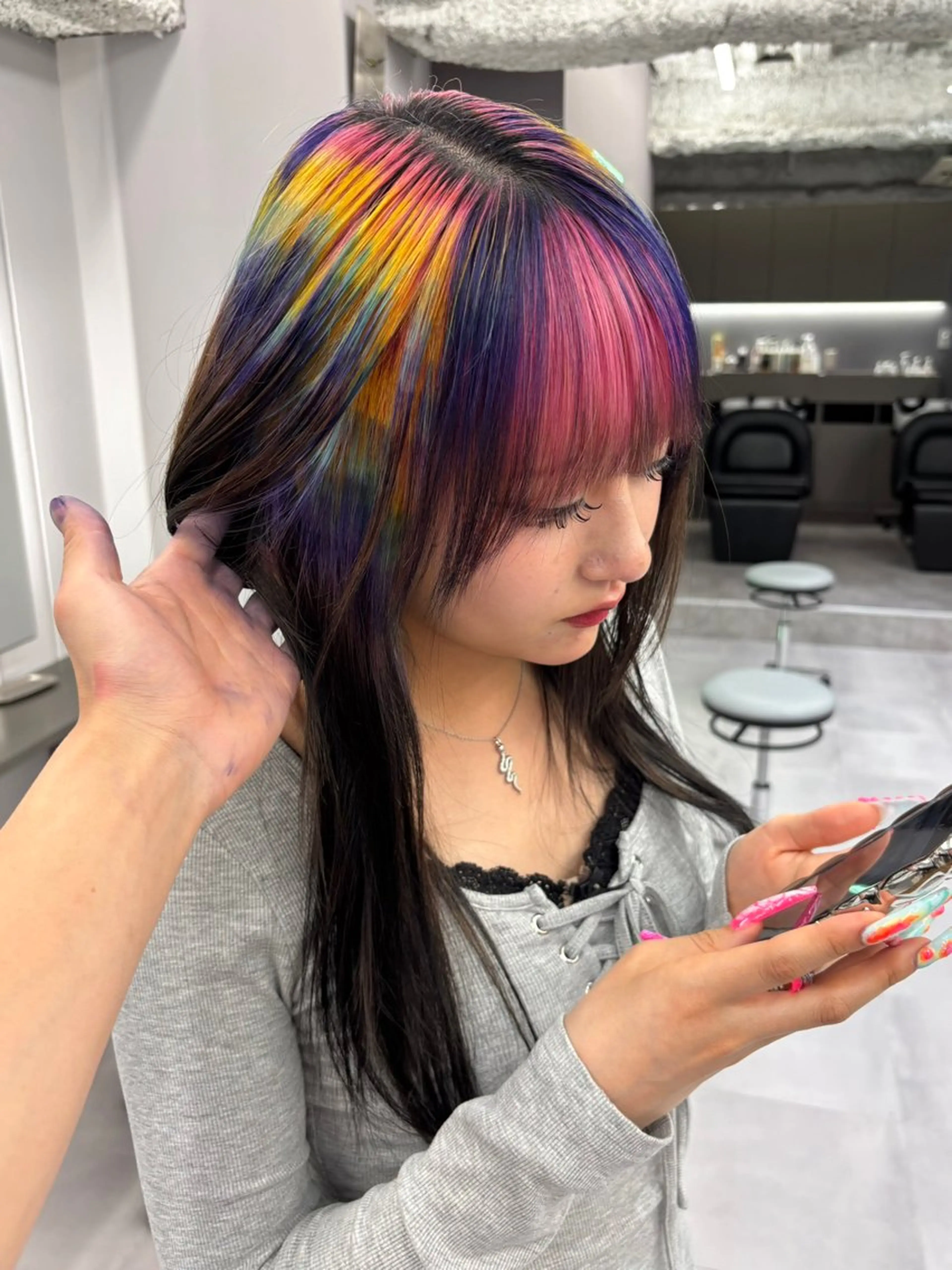 セミロング カラー ヘアカラー 名古屋／デザイン／ ブリーチ/松井亮磨のヘアスタイル