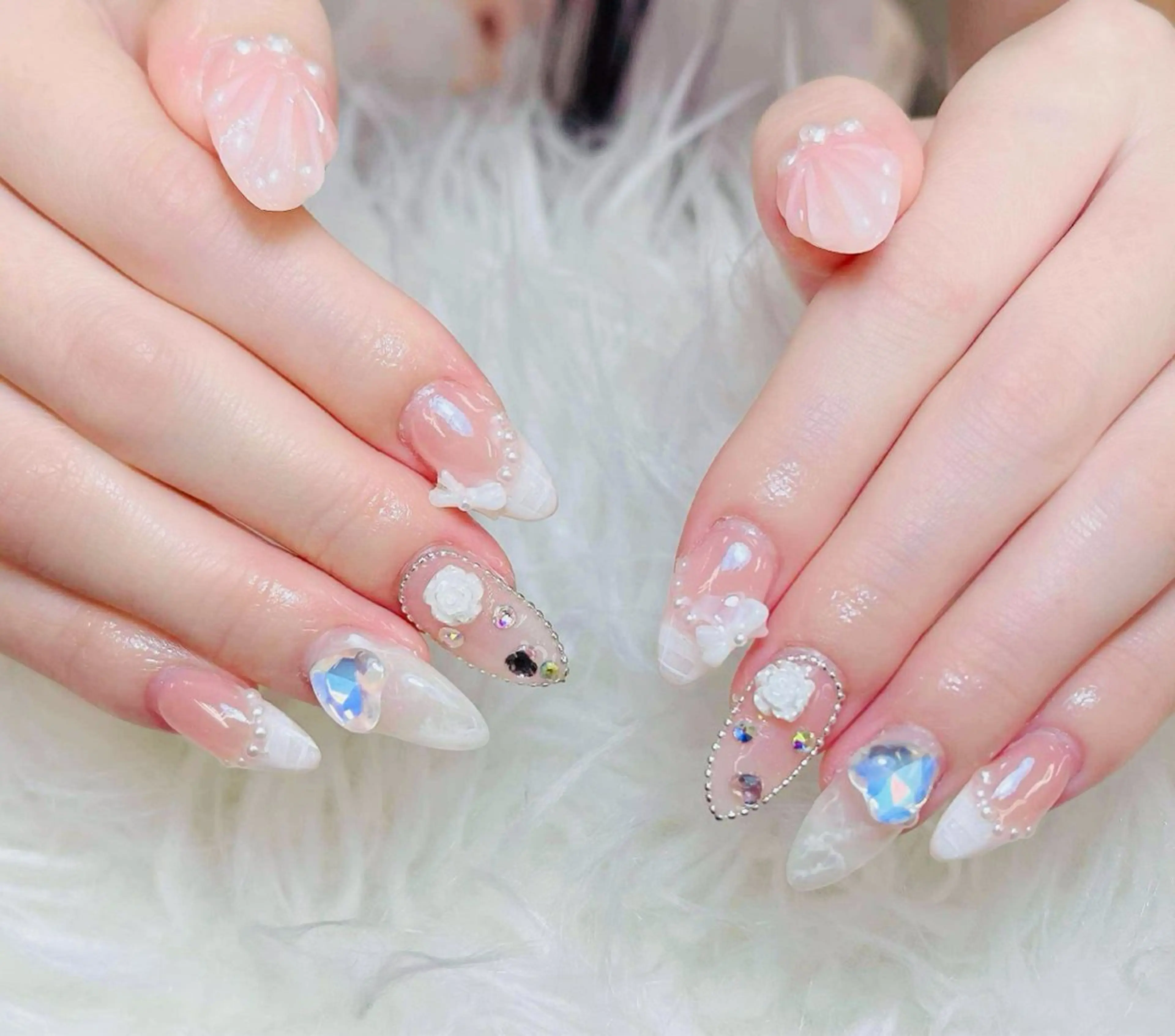 ネイル チークネイル 長さ出し フットネイル マグネットネイル 持ち込み ハンドネイル ANH NAIL ゴテゴテ専門店💎のネイルデザイン