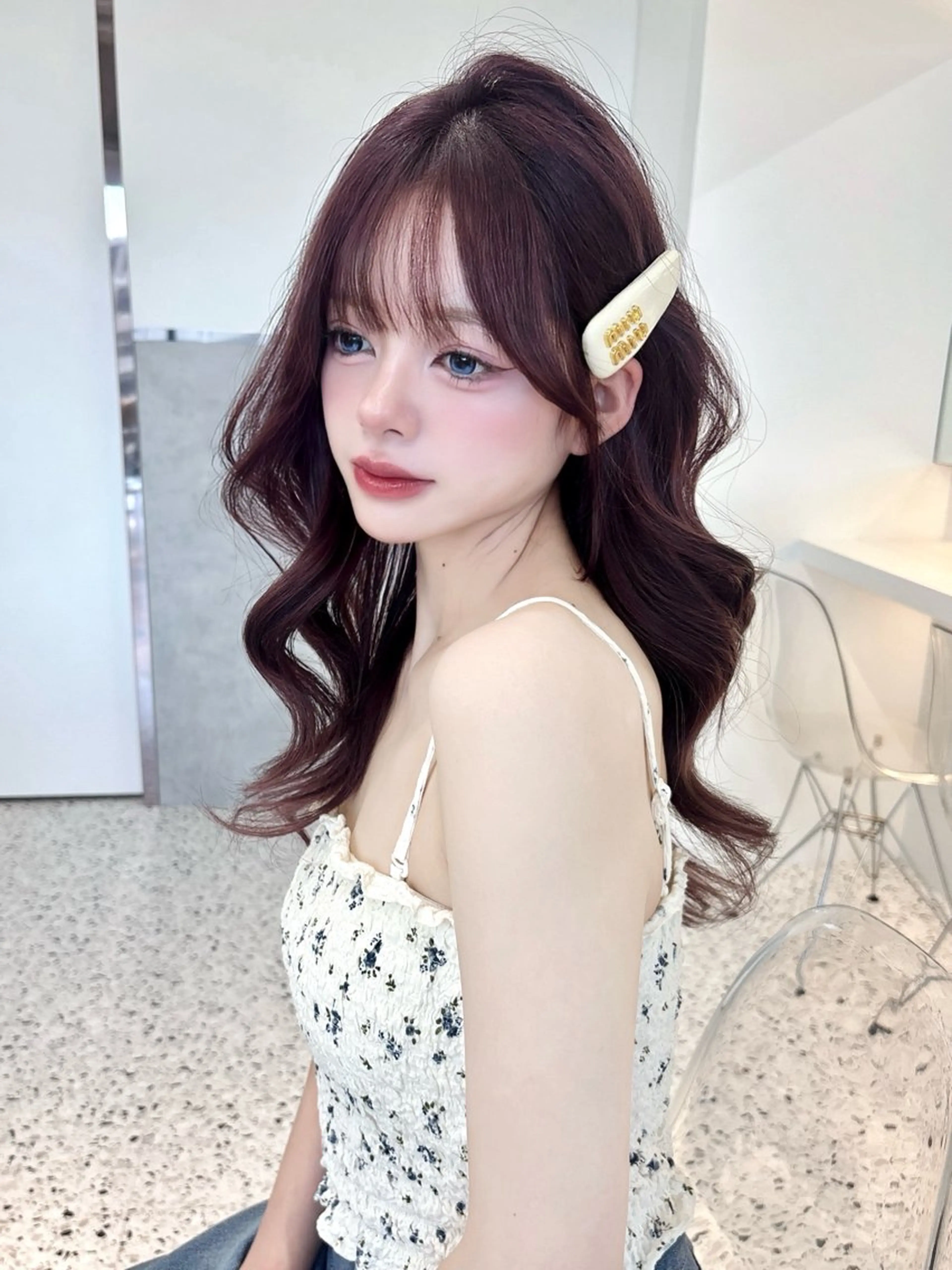 ミディアム ヘアカラー rina／ベージュ ワンホン/韓国ヘアのヘアスタイル