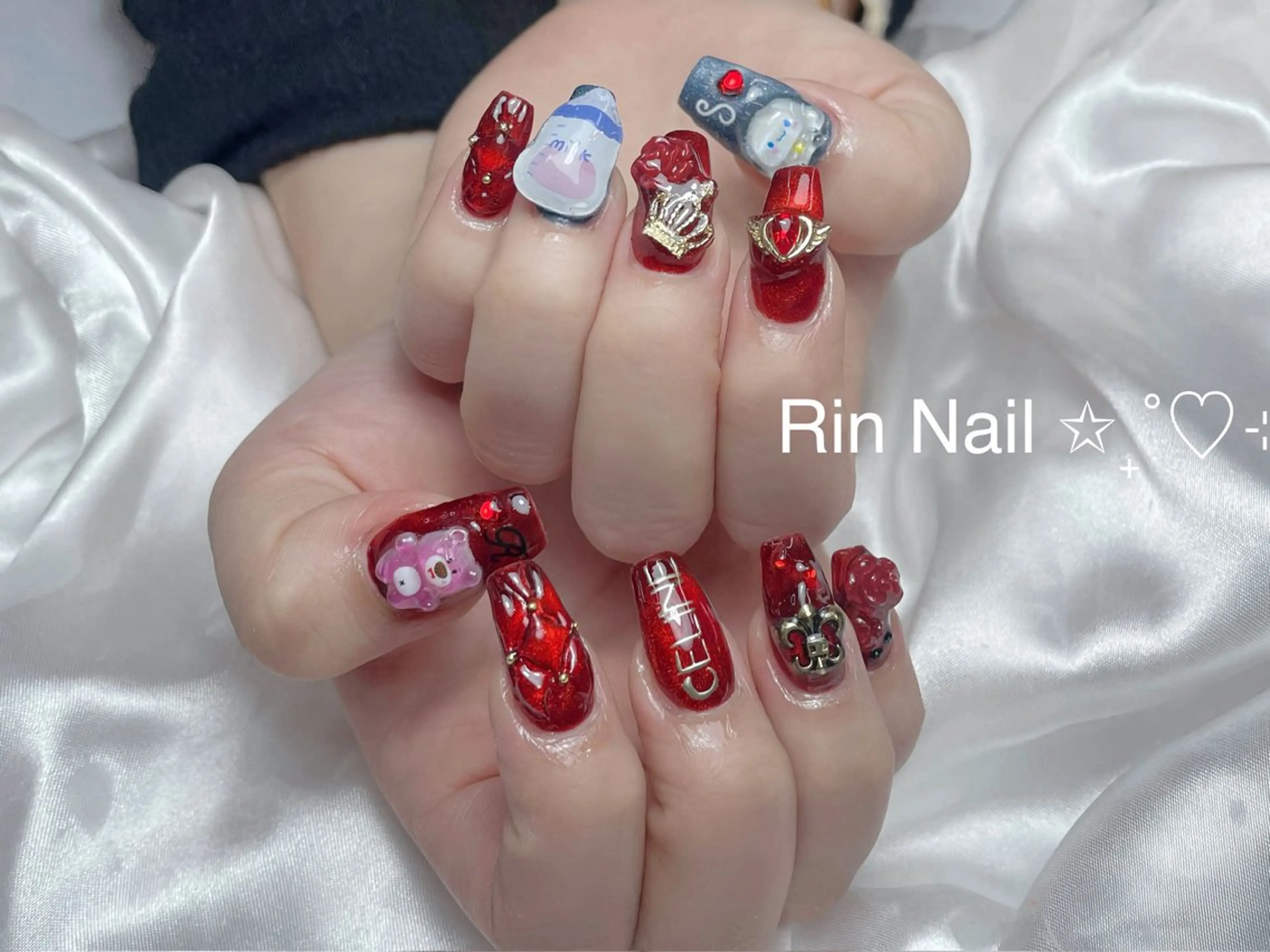 ネイル アートネイル 成人式 ロングネイル ニュアンスネイル スカルプネイル ハンドネイル Rin Nail 新大久保店のネイルデザイン
