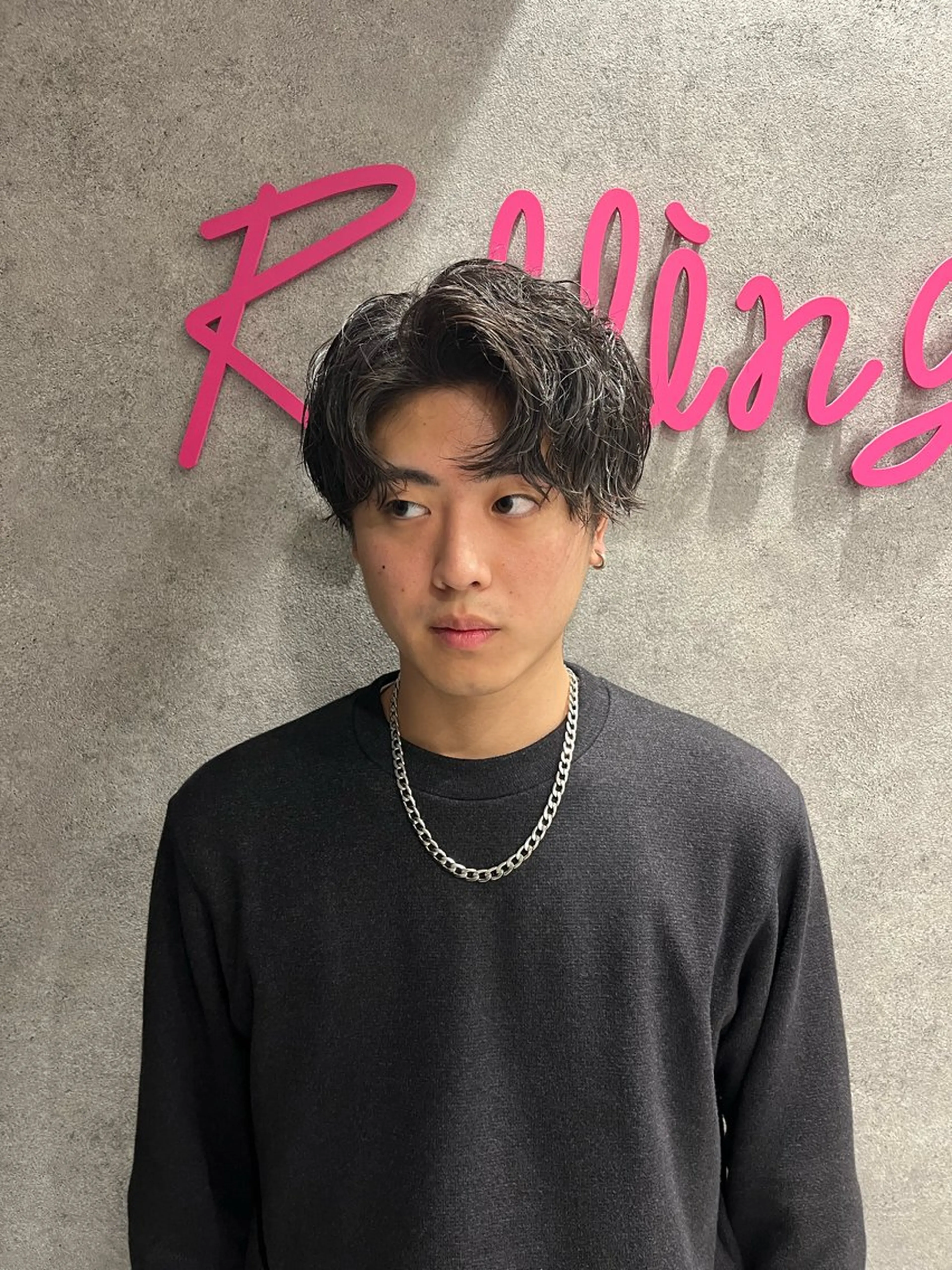 ショート パーマ メンズ カット パーマ りんと/メンズ/ 艶カラーのヘアスタイル