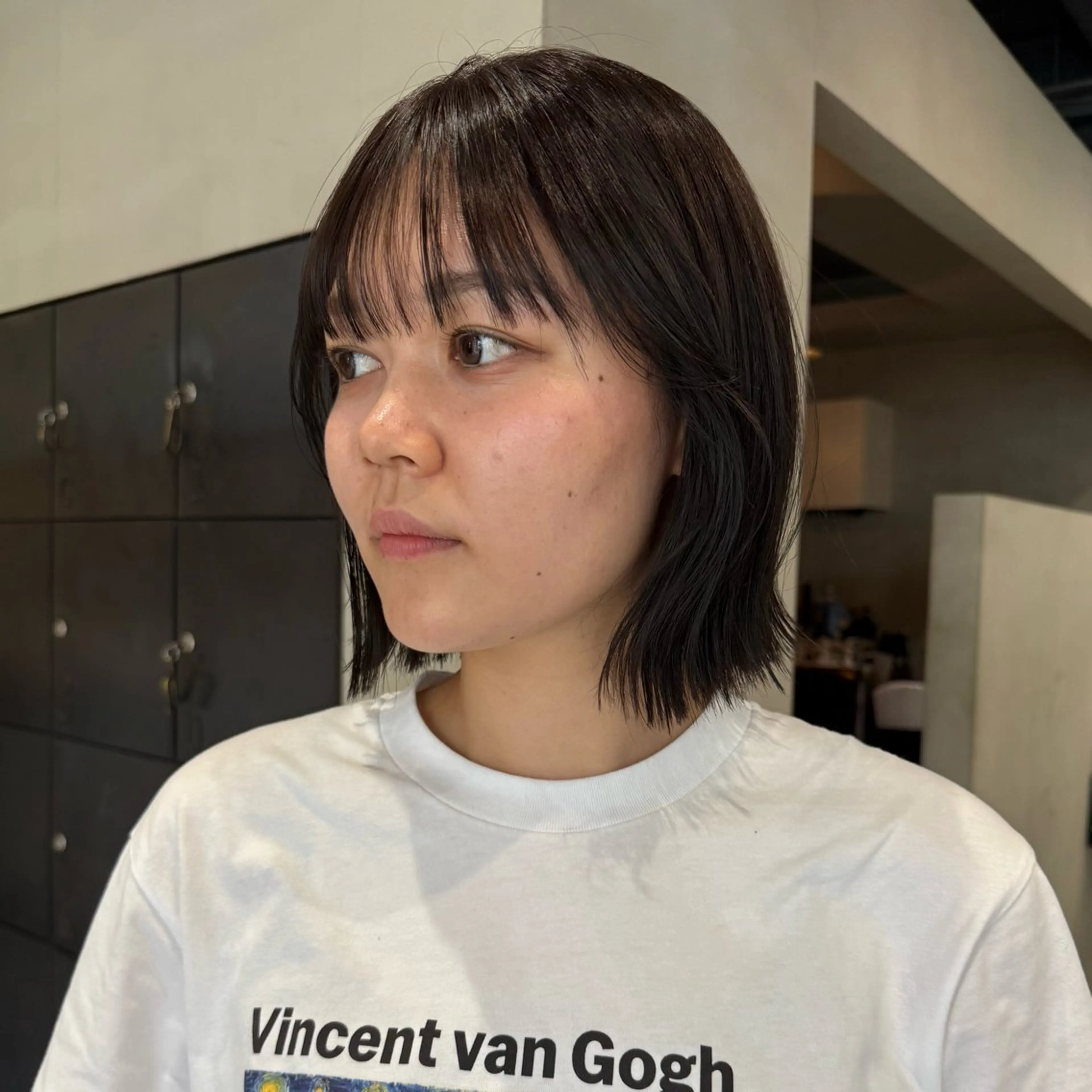 ミディアム カラー ひなこ/グレージュ/ ブリーチ無しのヘアスタイル