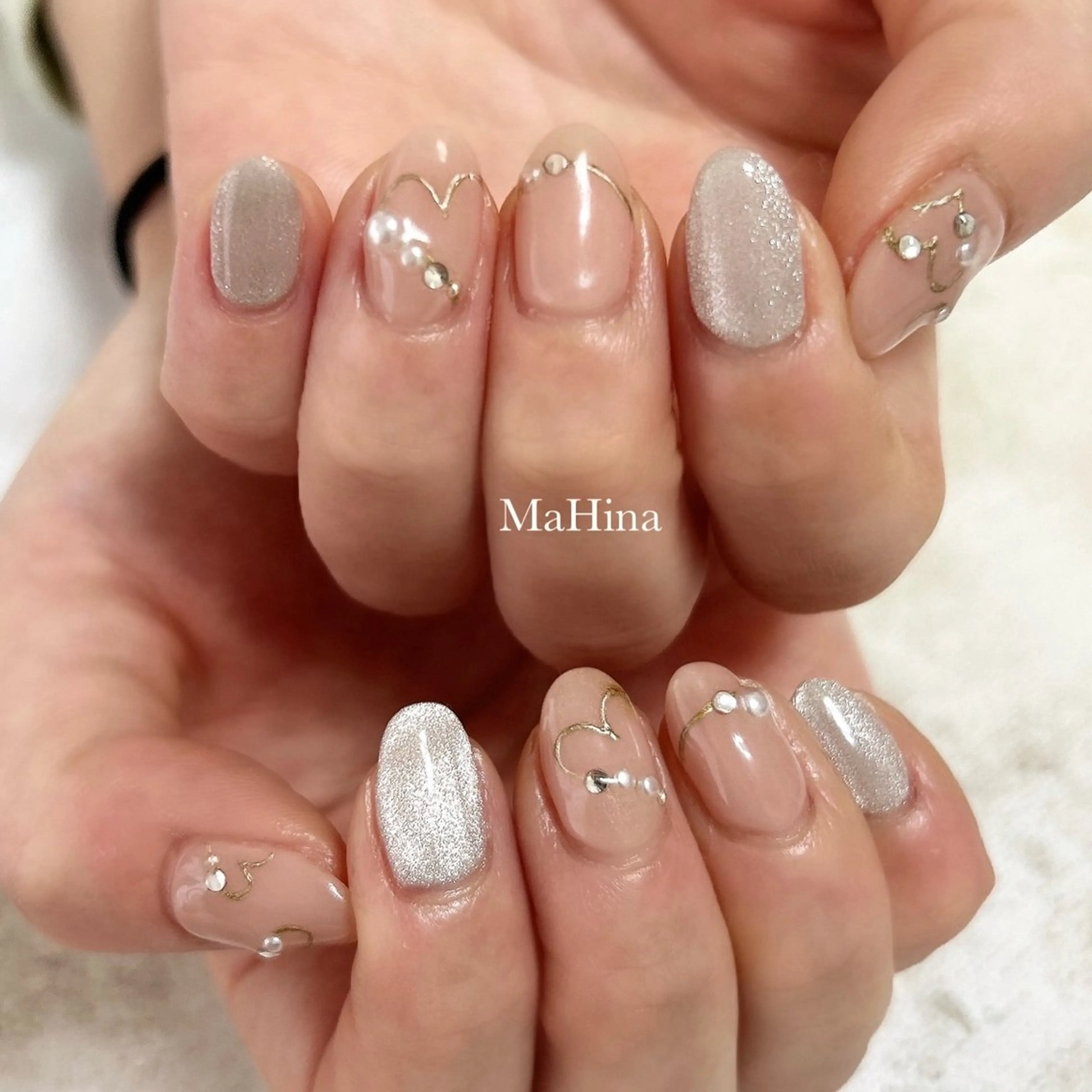 ネイル ジェルネイル ハート マグネットネイル ニュアンスネイル ハンドネイル Healing Salon...MaHina(マヒナ)所属・MaHina🌙 salonのネイルデザイン