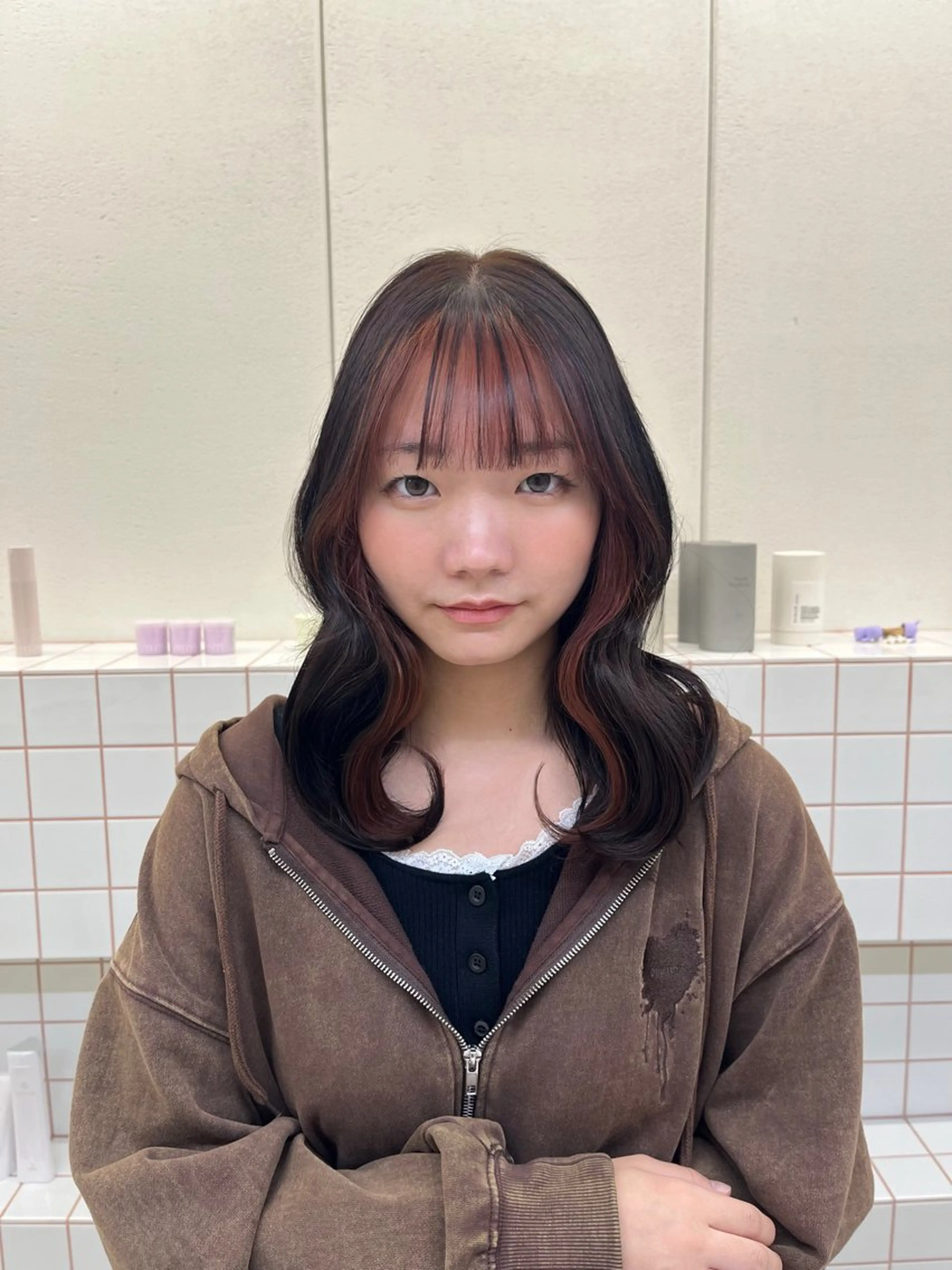 ミディアム カラー ヘアカラー トリートメント 🌼花屋併設🌼 木下奈々望のヘアスタイル