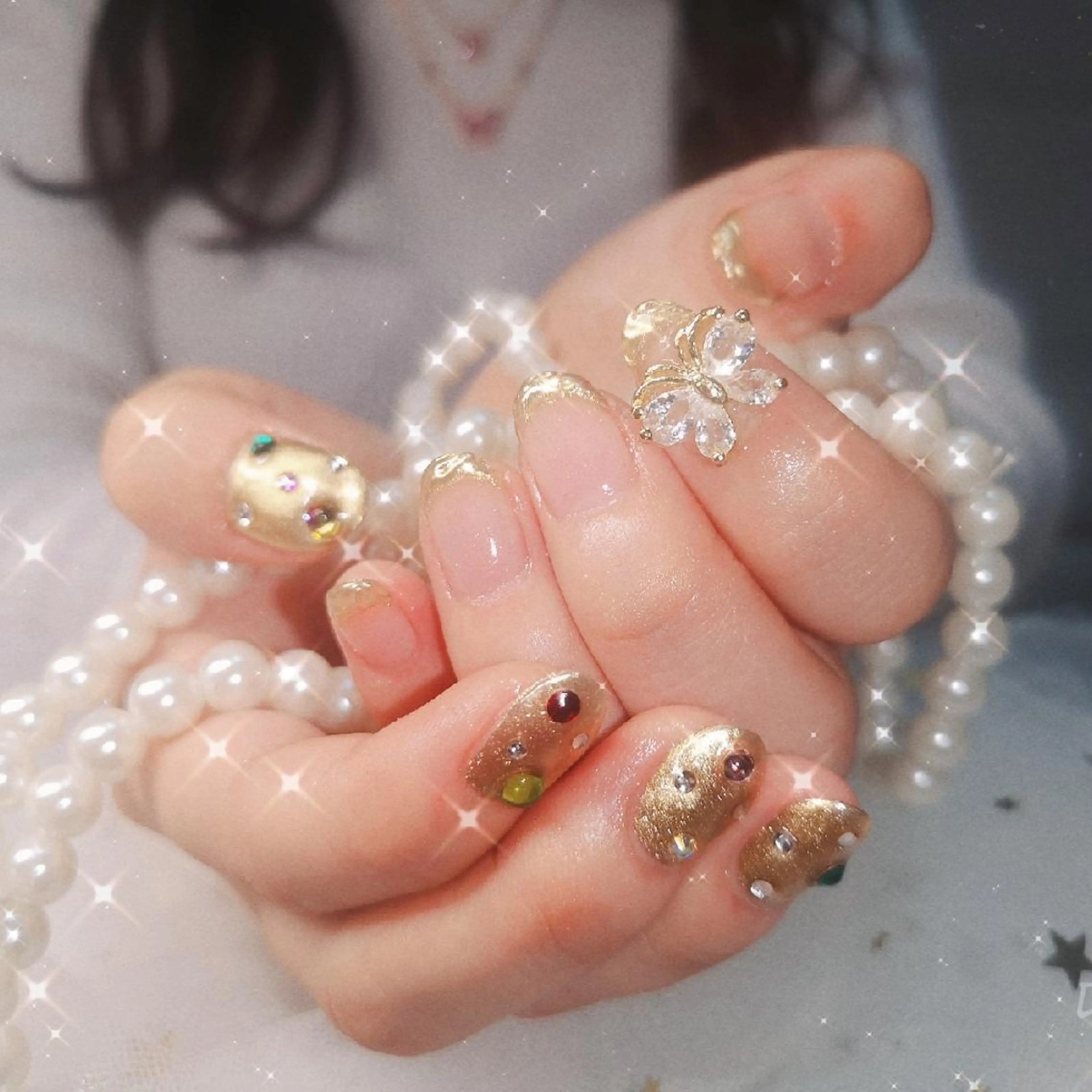 ネイル ショート ネイリストゆか💅 長さだし、深爪矯正のネイルデザイン