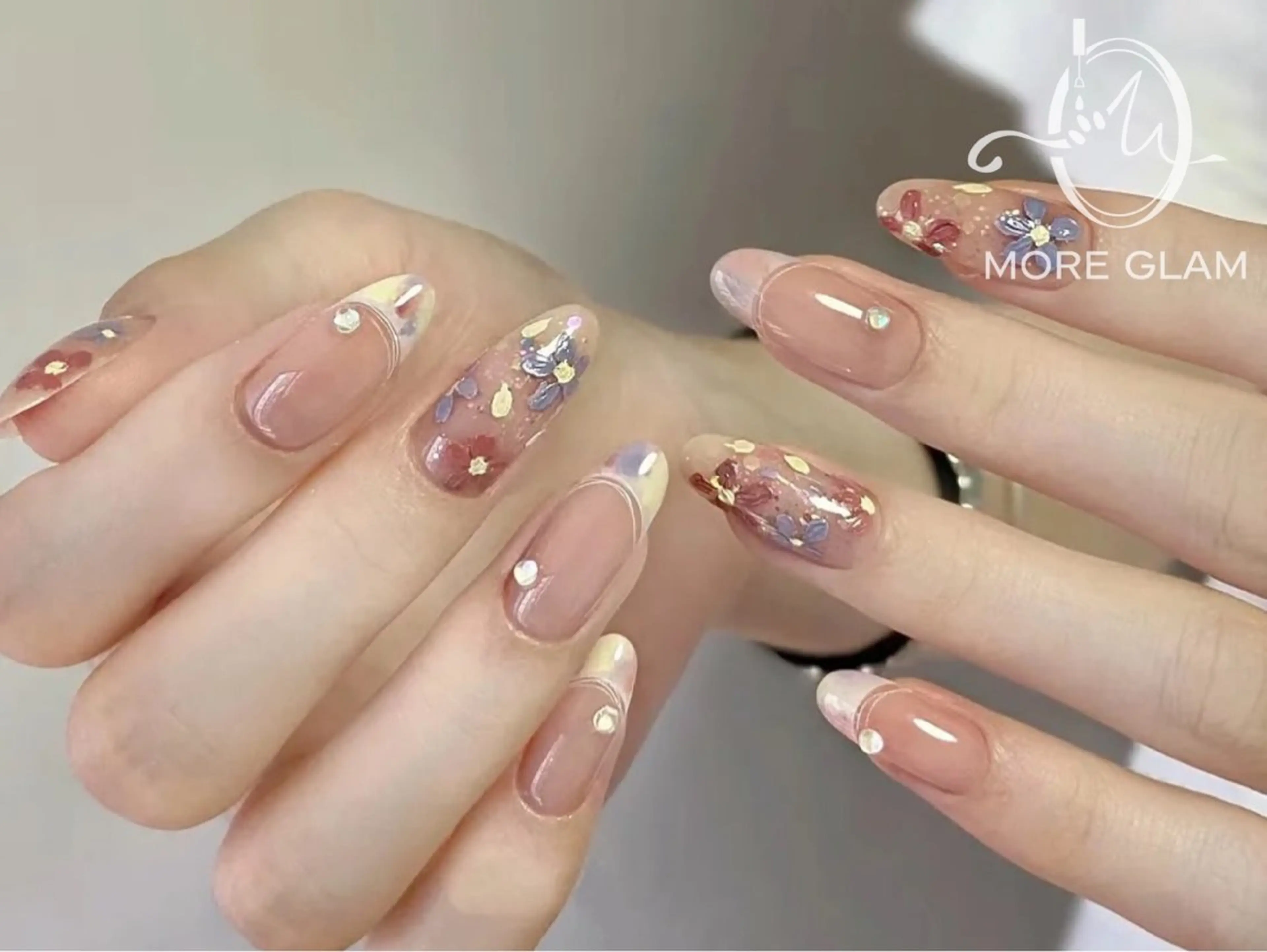 ネイル 長さ出し フットネイル フレンチネイル ジェルネイル 韓国ネイル MoreGlam ネイルのネイルデザイン