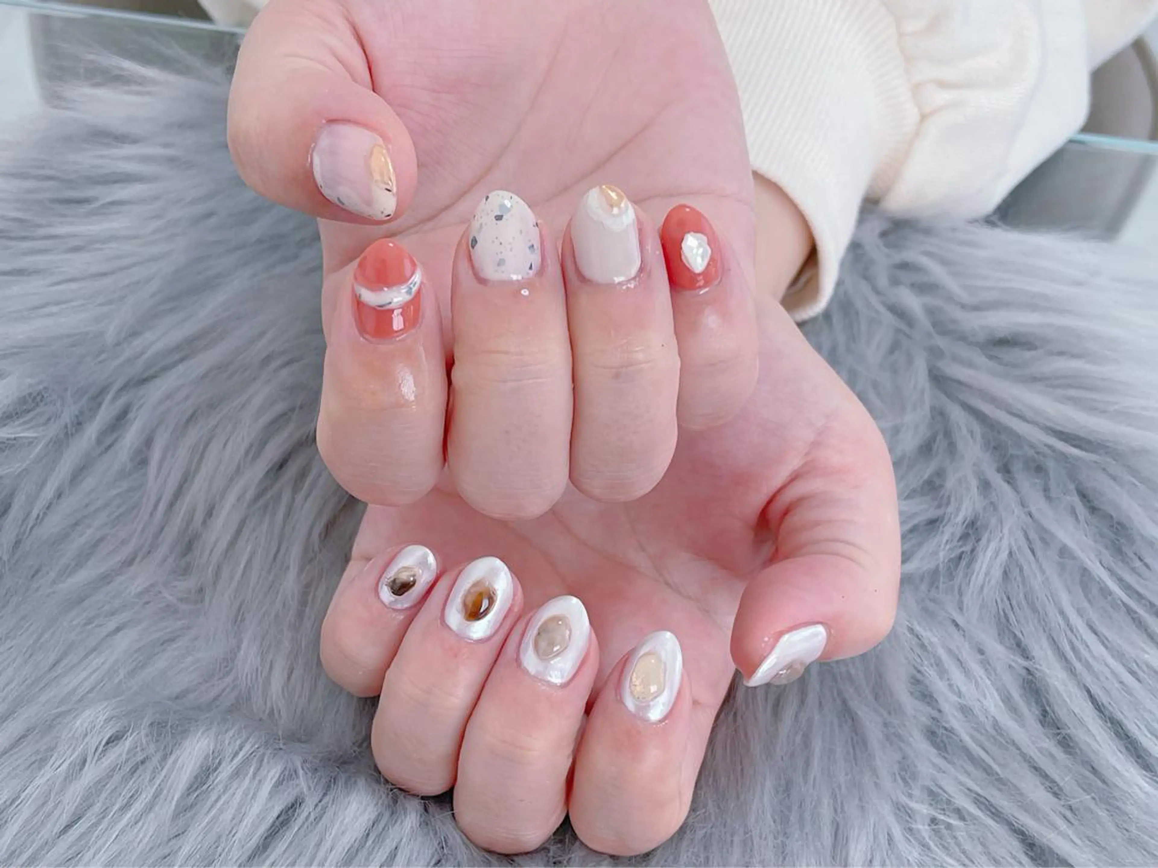 ネイル アートネイル ミラーネイル 持ち込み ぷっくりネイル Nina's nailのネイルデザイン