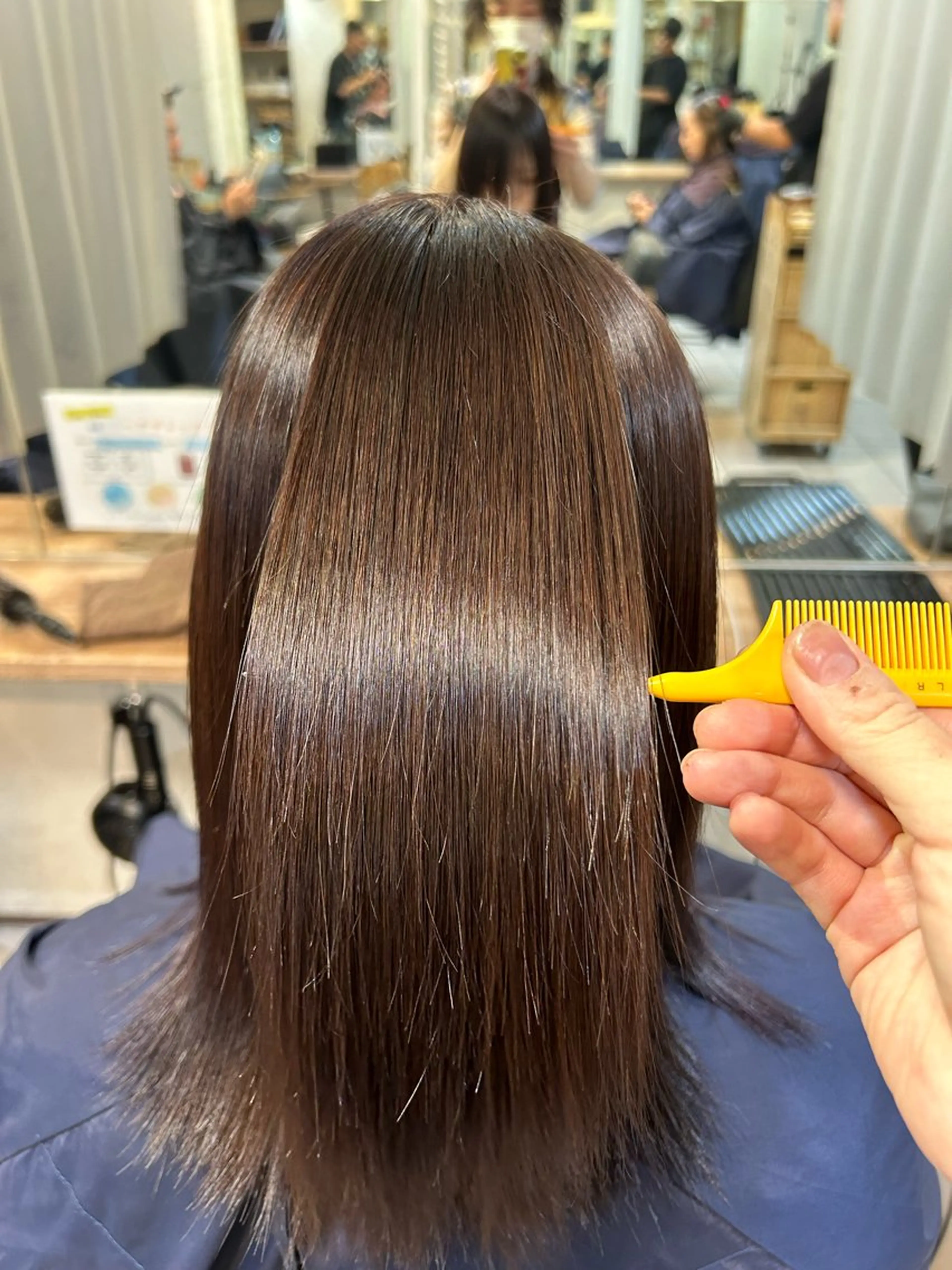 セミロング カット 縮毛矯正 トリートメント 髪質改善ストレート/ ブリーチ／渋谷　福田のヘアスタイル