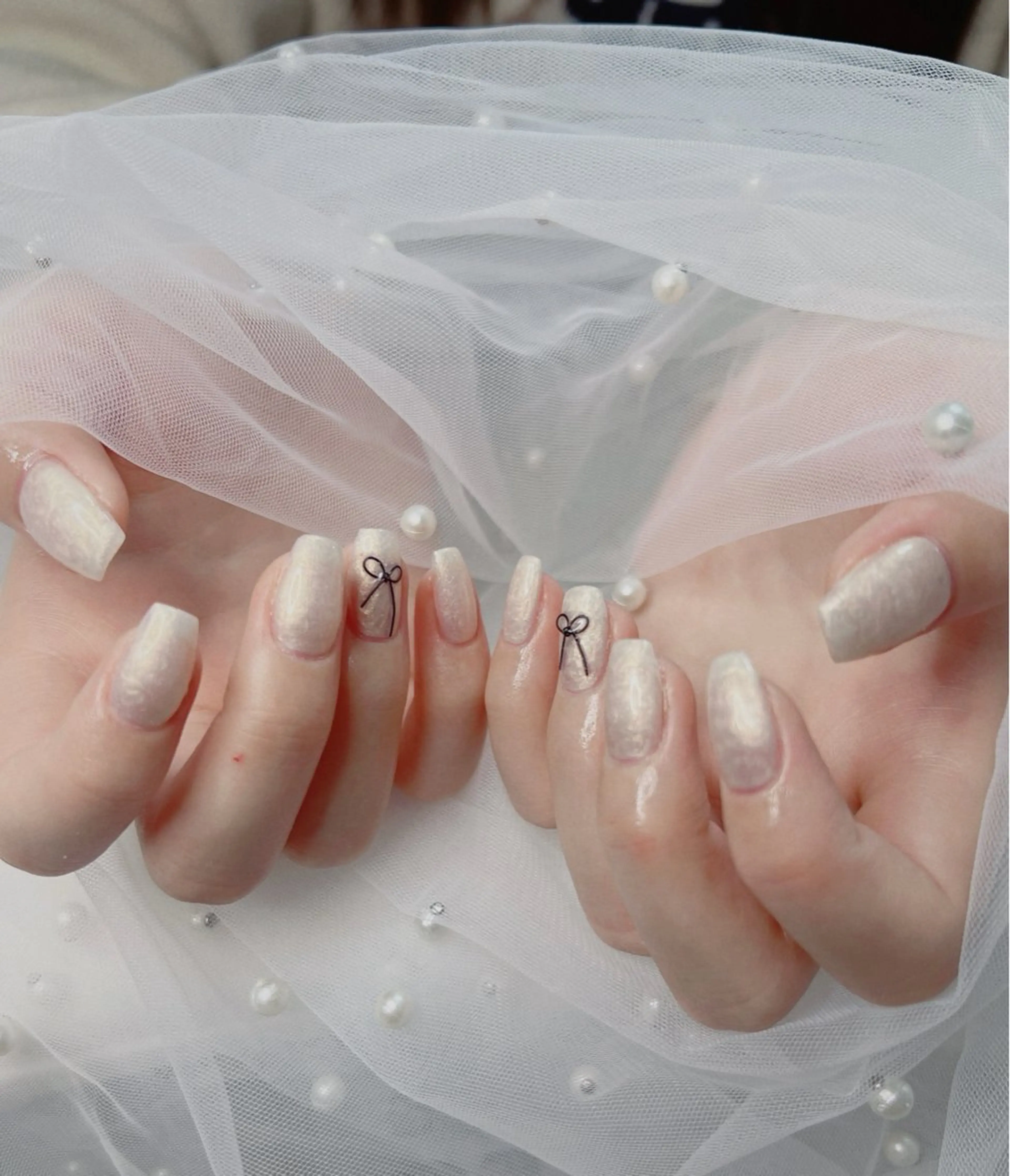 ネイル オーロラネイル 長さ出し フットネイル 韓国ネイル ラメ(グリッター) 👍thumbs up nail👍のネイルデザイン