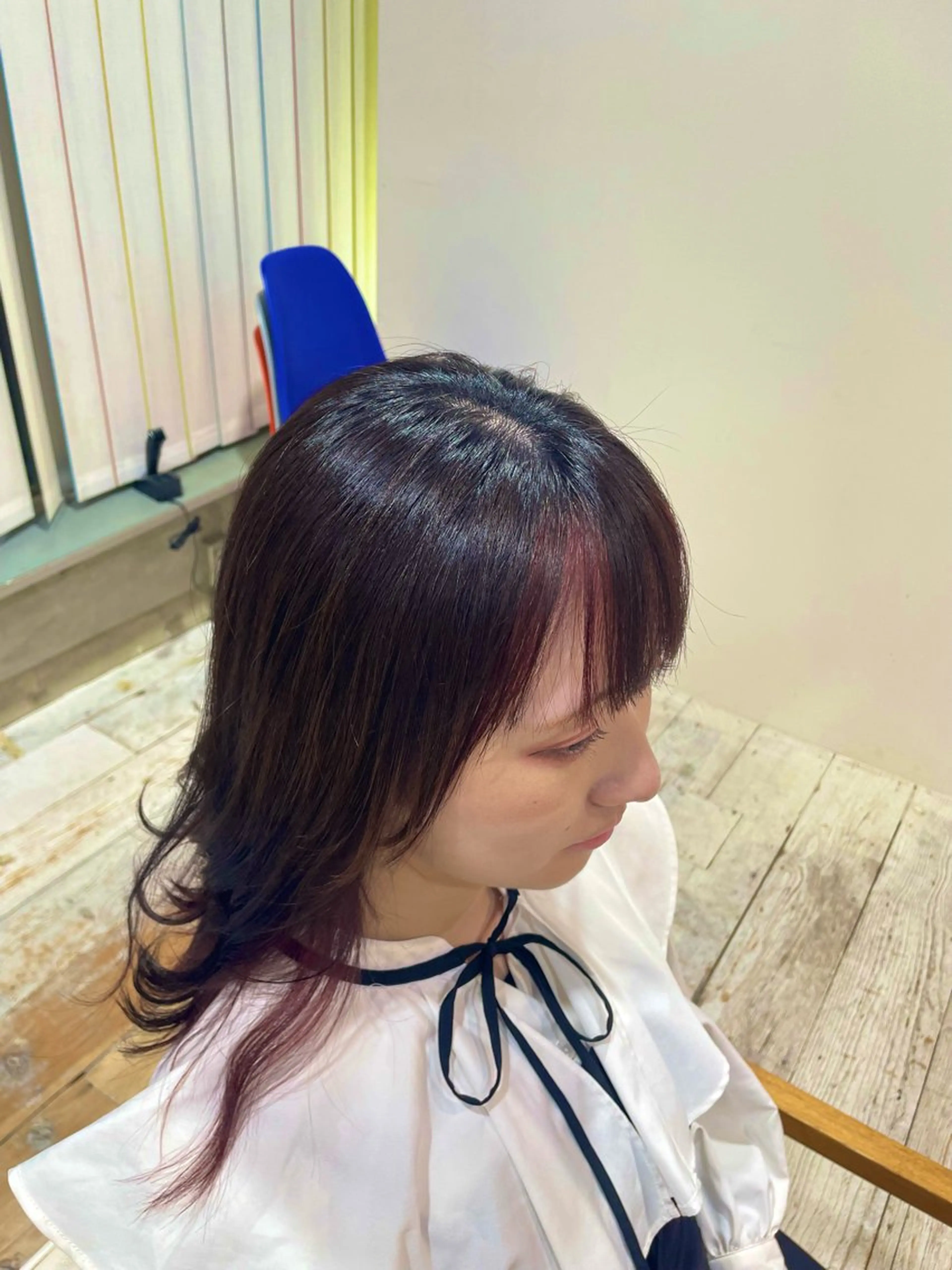 カラー ミストバング  フェイスフレーミング ピンクカラー coo hair所属・たけみ りさのヘアスタイル