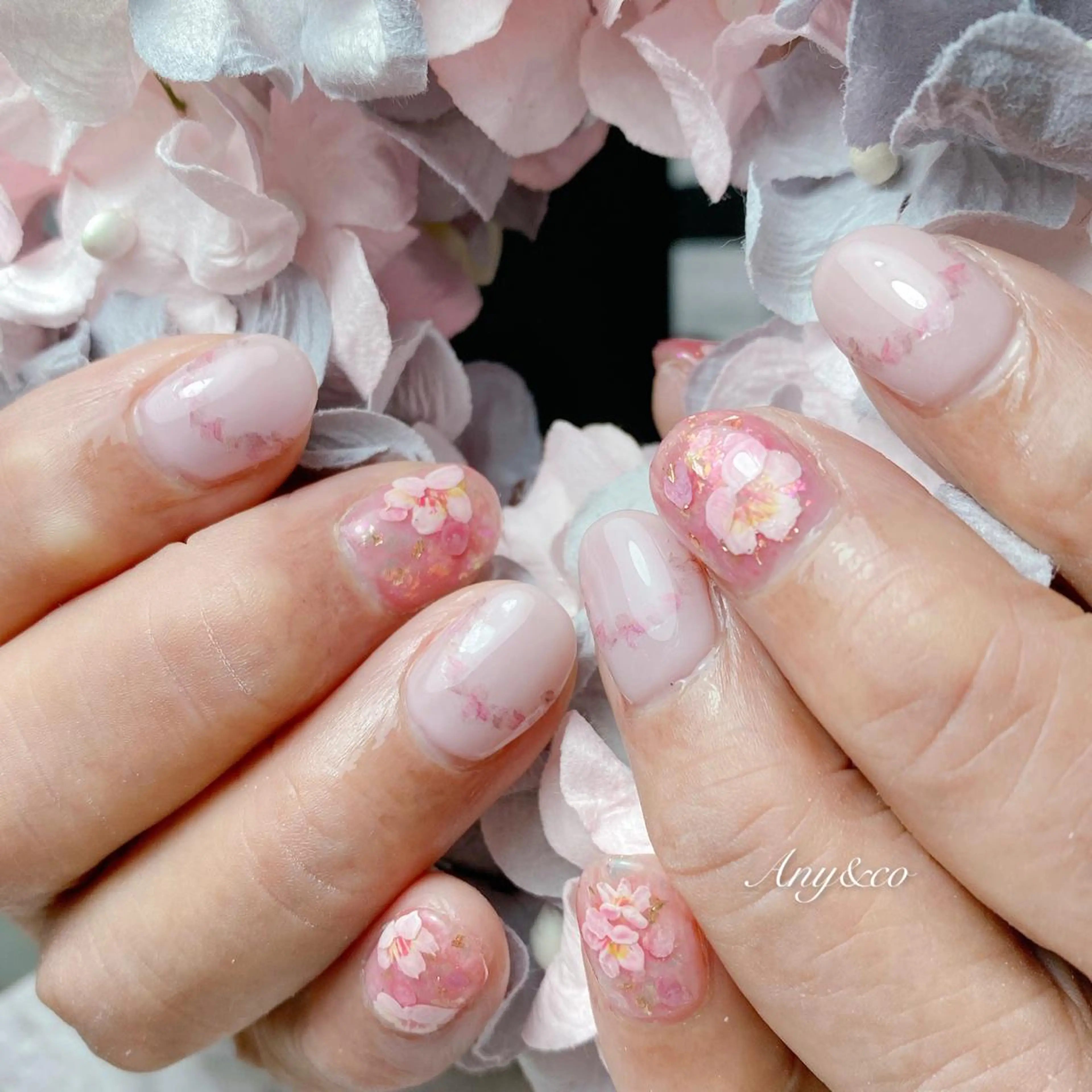 ネイル アートネイル 桜ネイル 春ネイル ハンドネイル Any&co 【エニコ】のマツエク・マツパデザイン