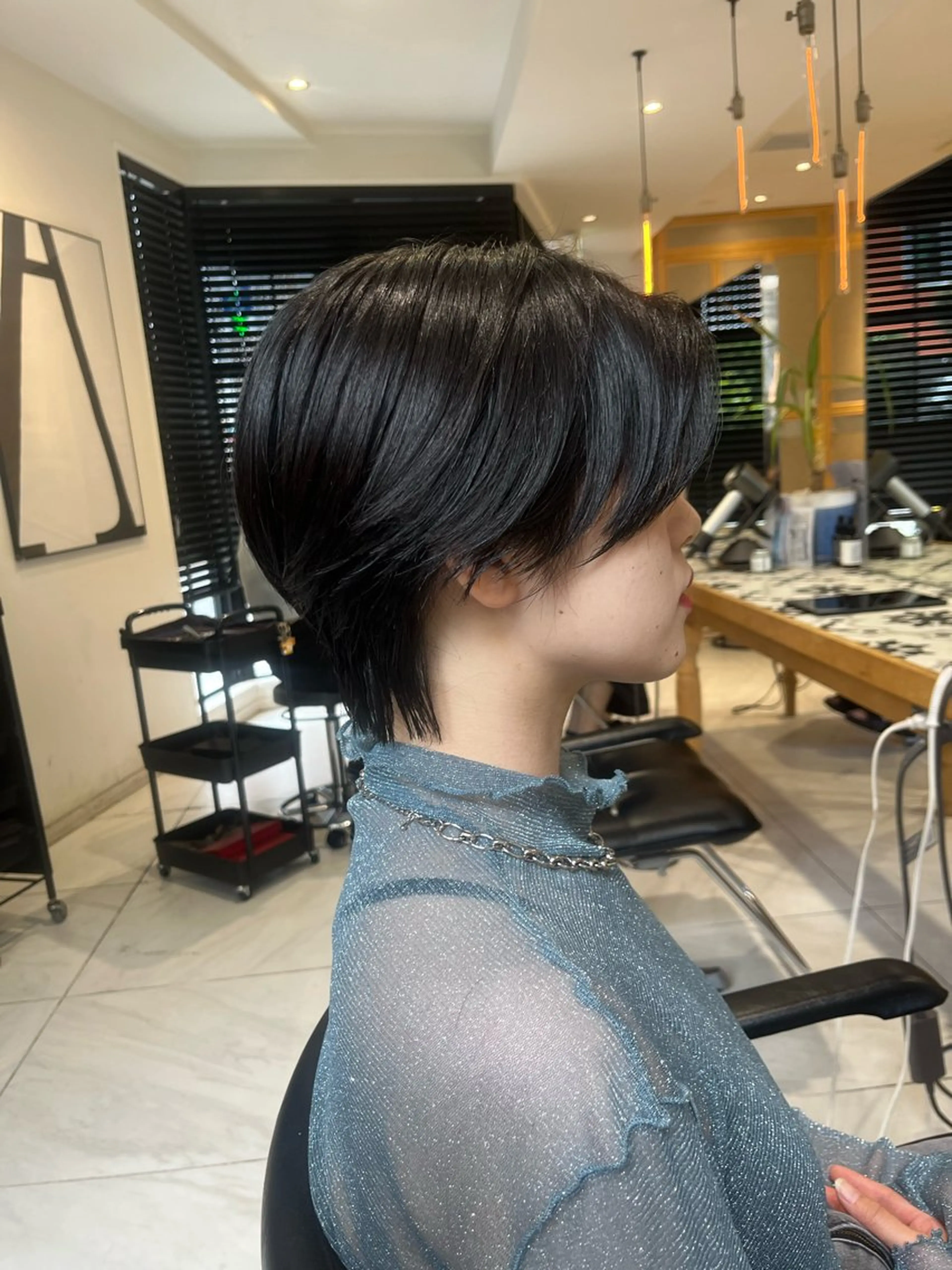 ショート ショートヘア ウルフカット ナミ🩶暗髪/暖色 ❤️/透明感/縮毛のヘアスタイル