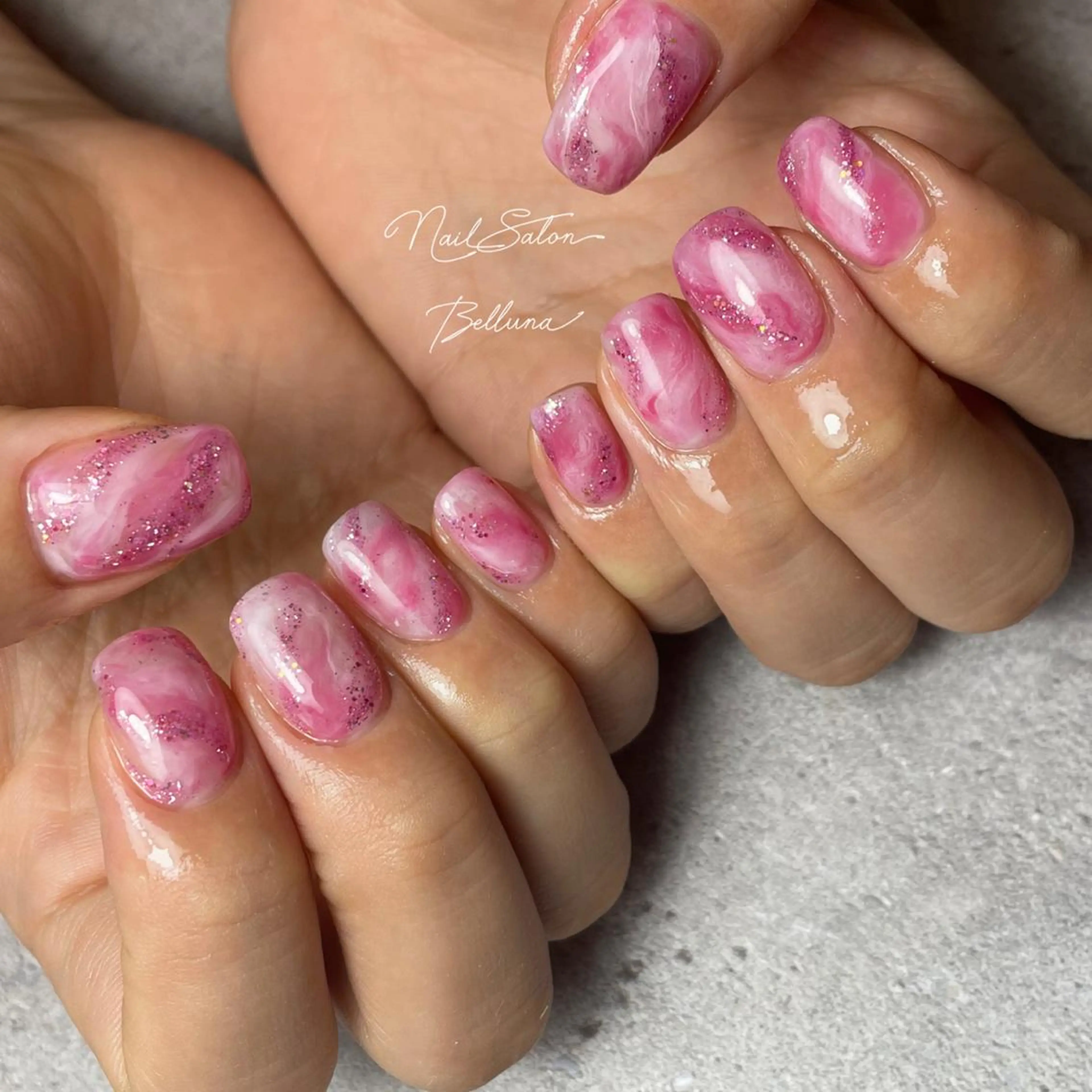 ネイル 大理石ネイル(マーブル) ピンク nail salon BELLUNA所属・BELLUNA Mizuki❤︎のネイルデザイン