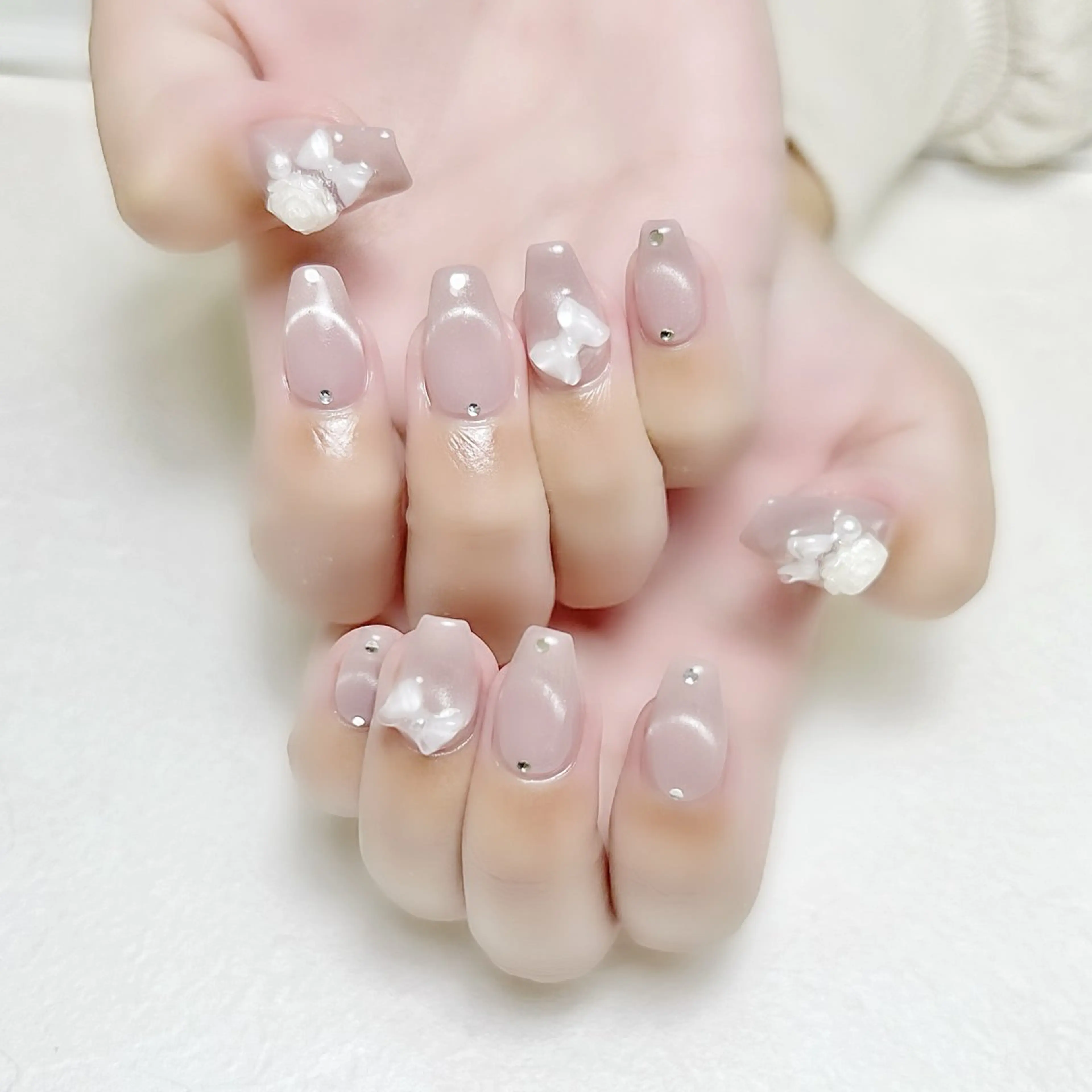 ネイル マグネットネイル ピンク リボン rouse nail RISATOのネイルデザイン